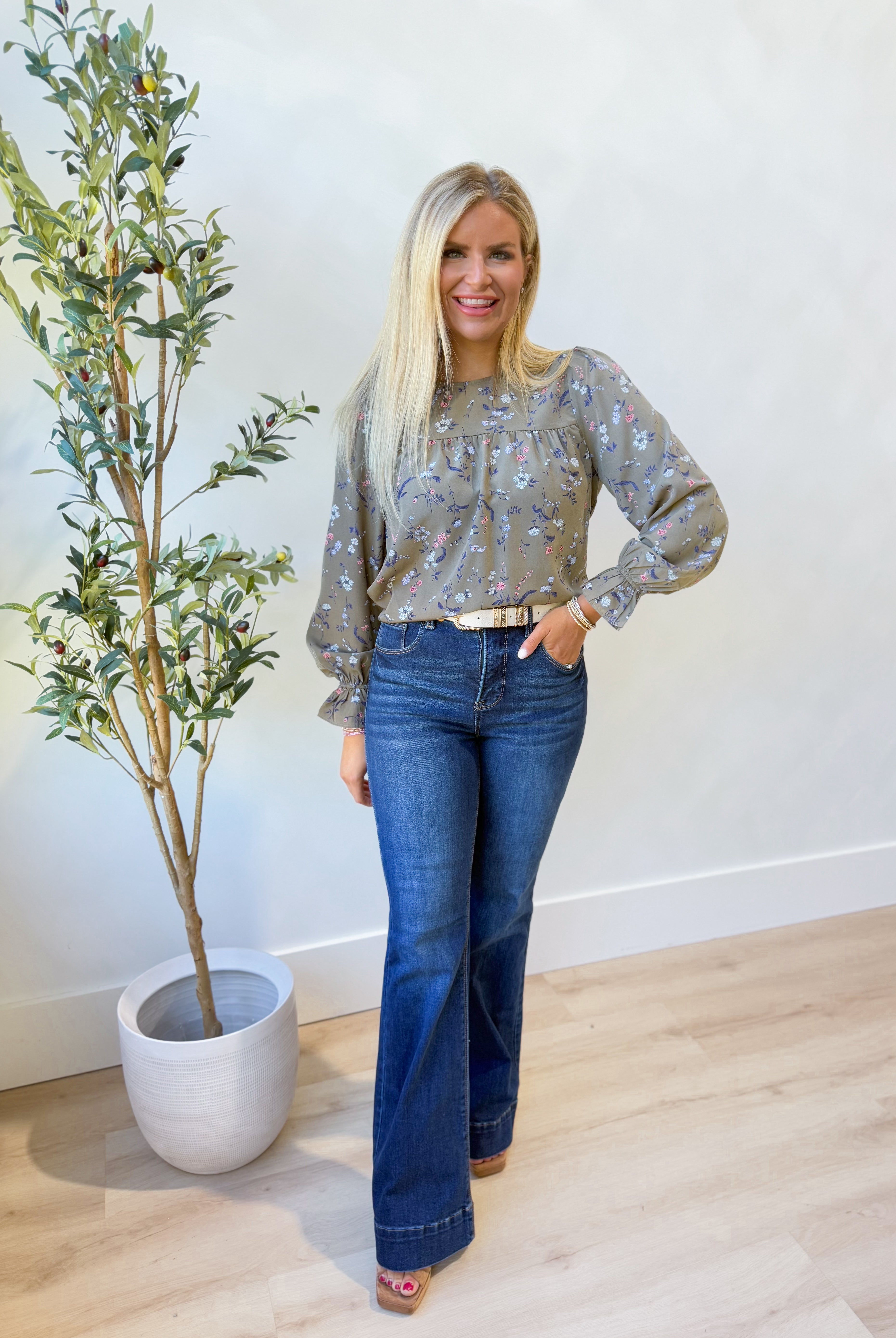 Mary Ruffled Hem Floral Blouse - Be You Boutique