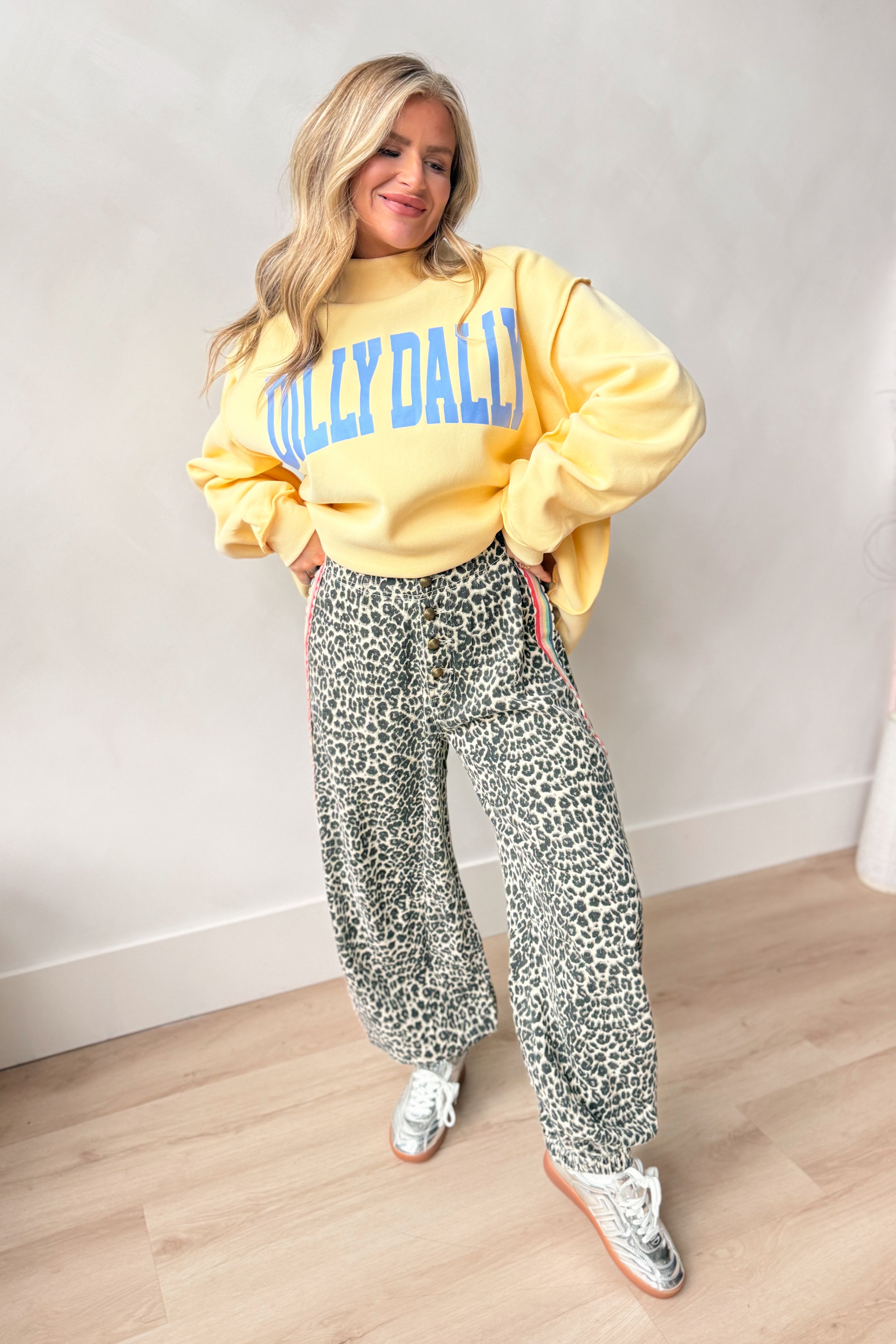 Andy Leopard Side Rainbow Striped Detail Pant - Be You Boutique