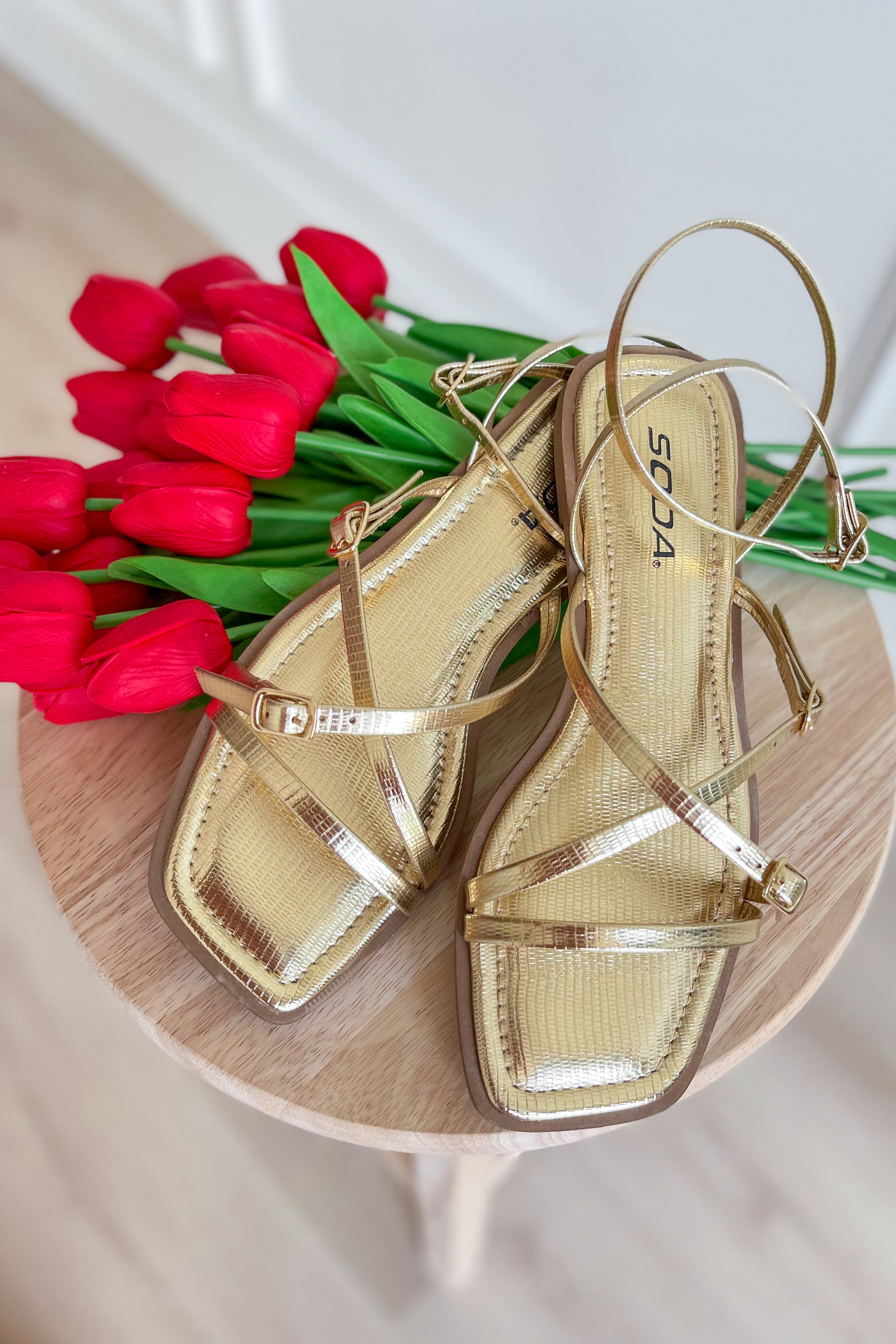 Blissful Gold Strappy Sandal - Be You Boutique