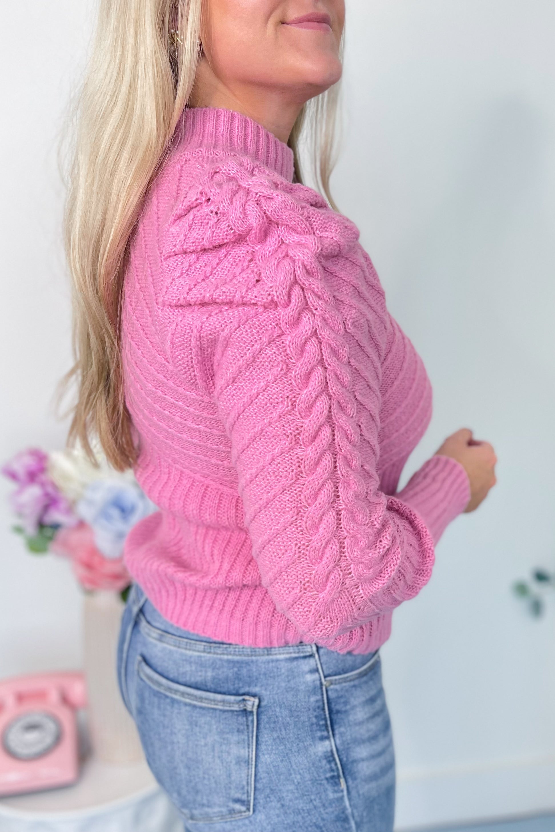 Darrin Mock Neck Puff Shoulder Sweater *FINAL SALE* - Be You Boutique