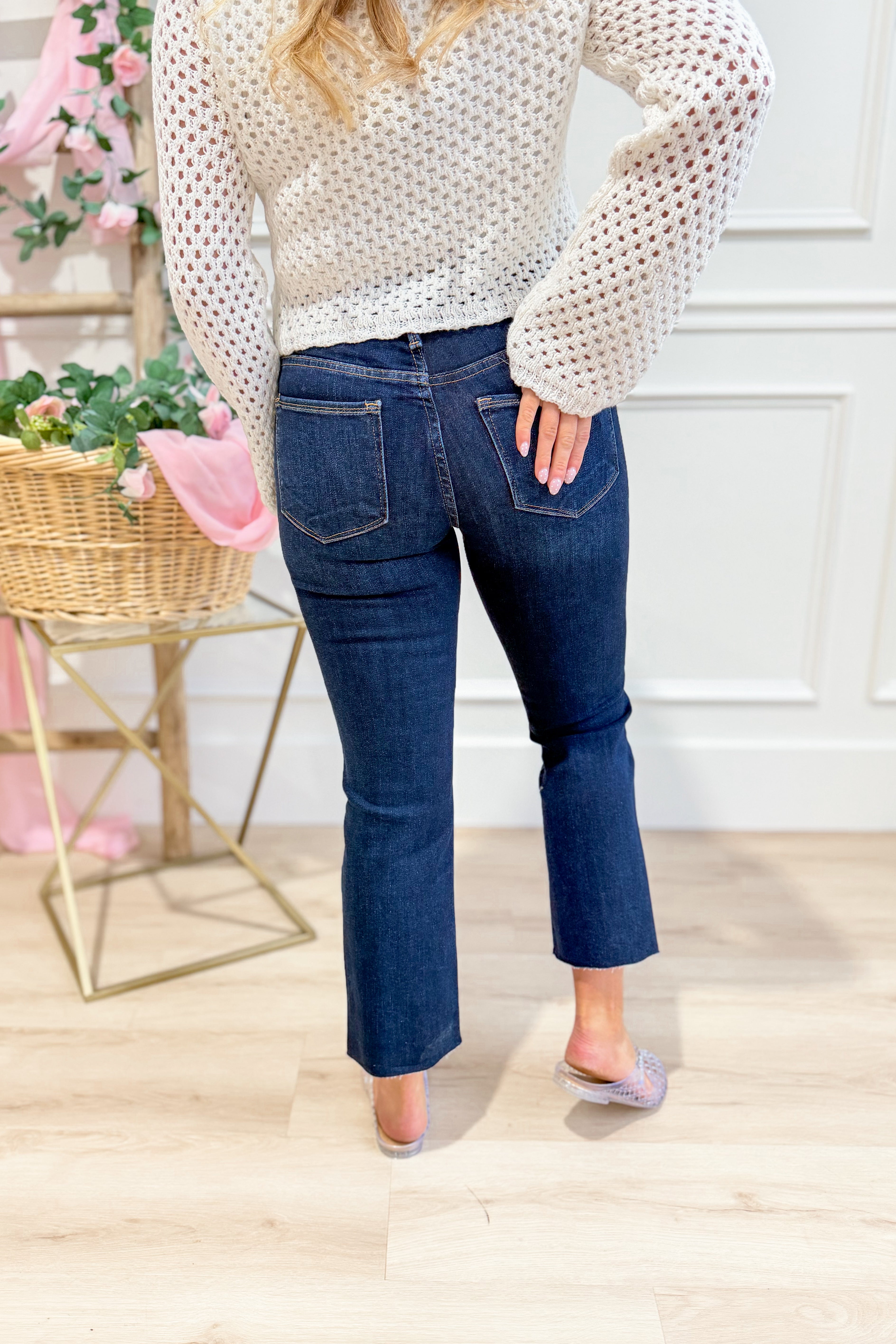 Risen John mid-rise straight raw edge jeans in size 1-3X, featuring classic denim with distressed raw hem detail.