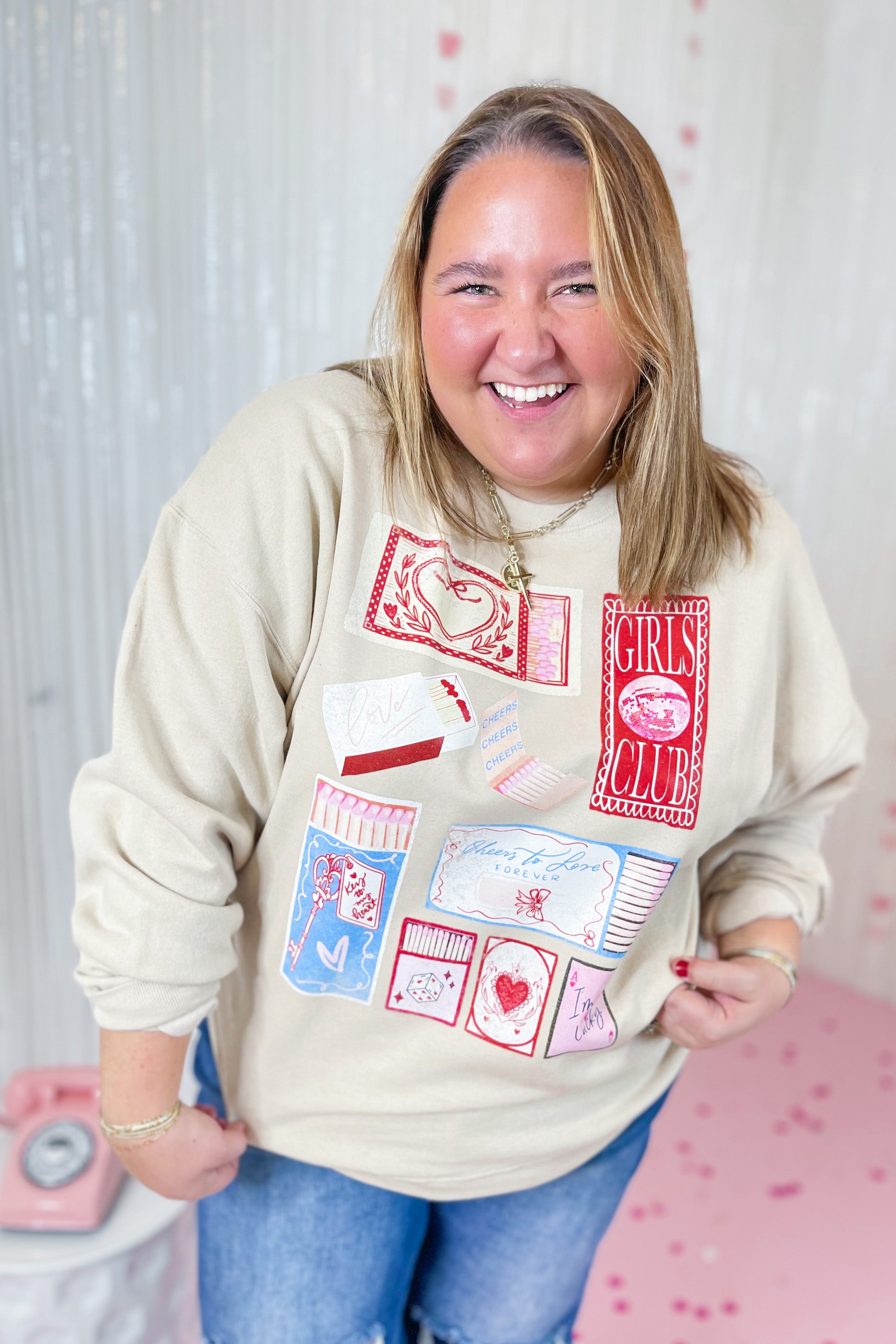Match Box Valentine Long Sleeve Graphic Sweatshirt *FINAL SALE* - Be You Boutique