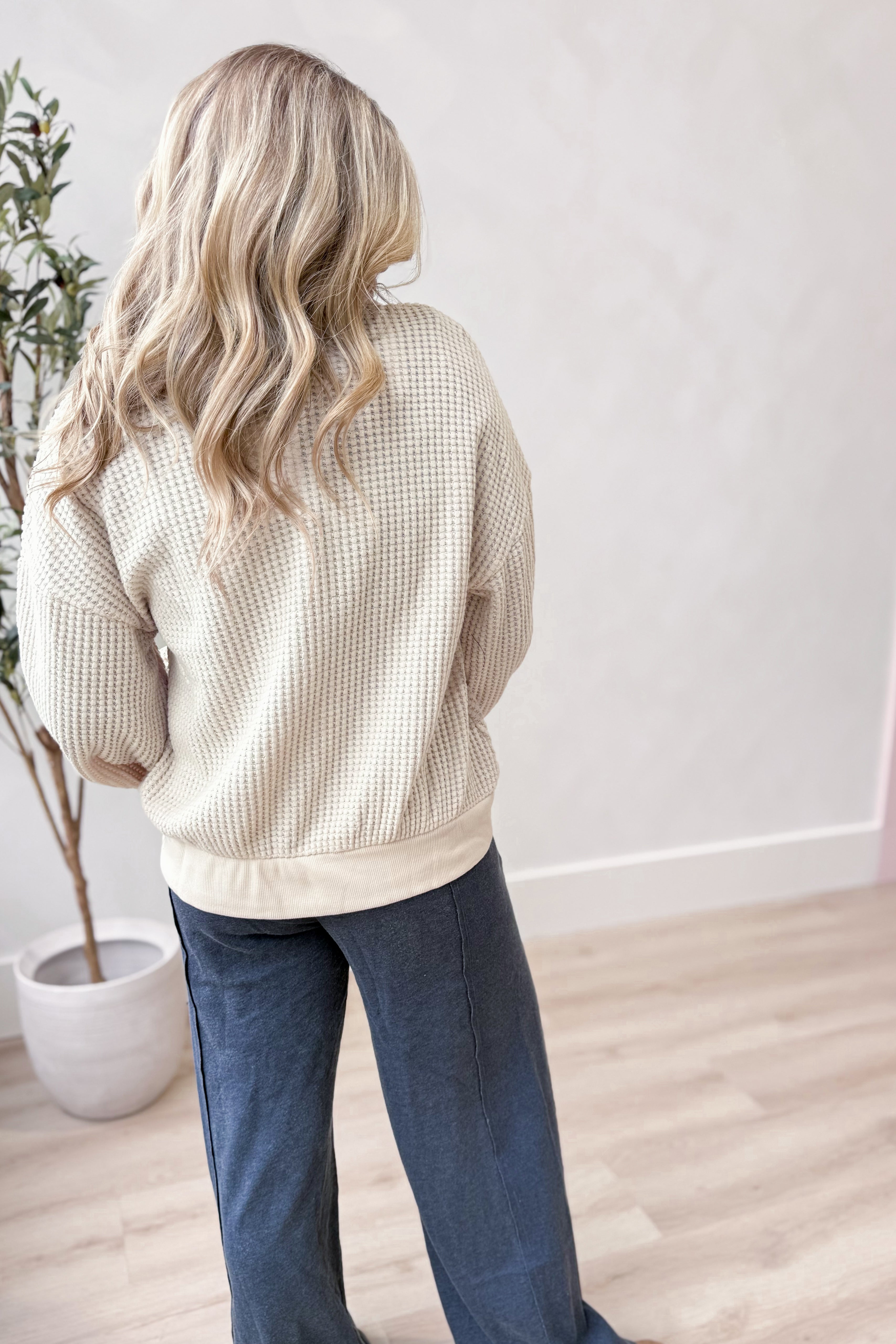 Hadlee Oversized Waffle Knit Pullover - Be You Boutique