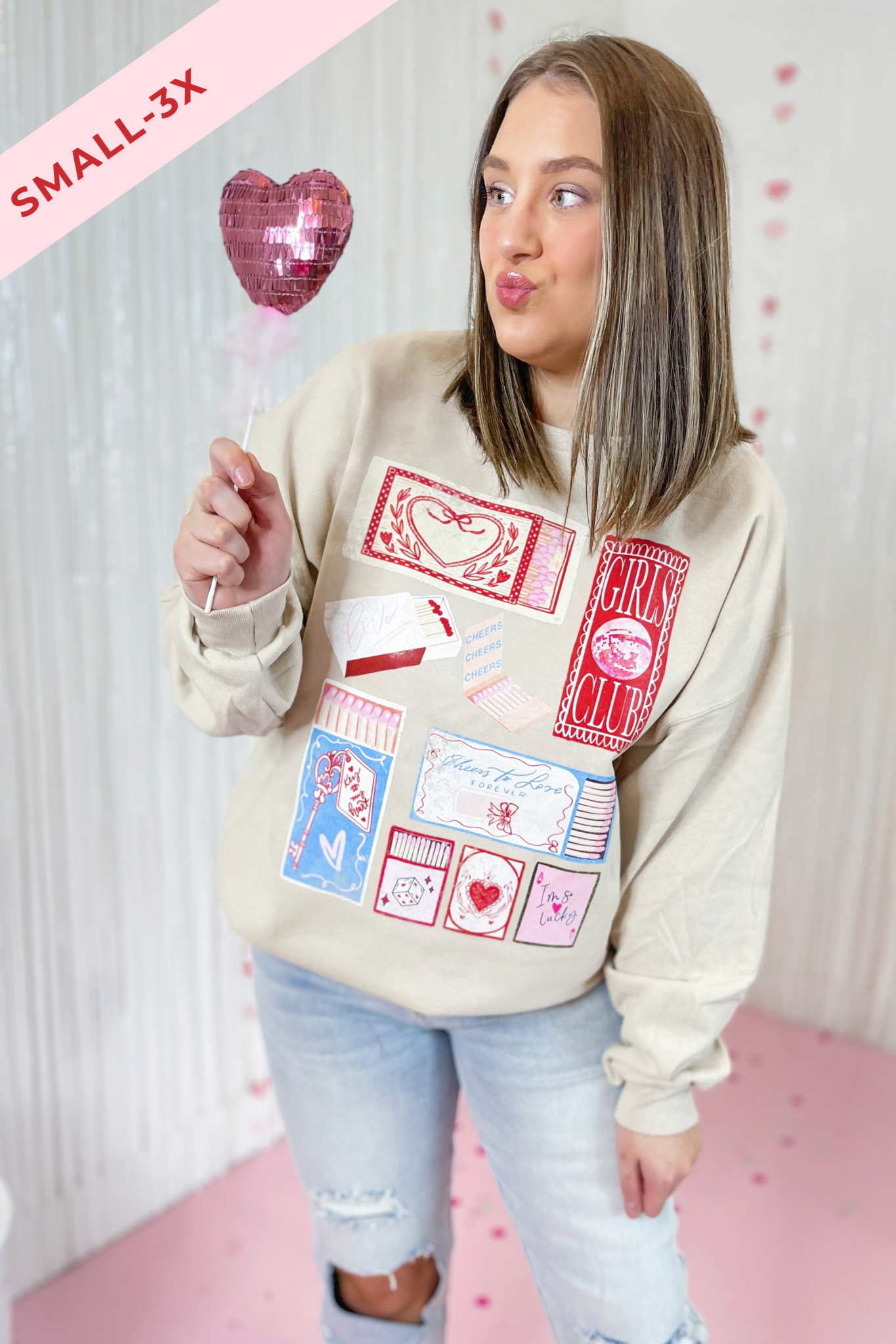 Match Box Valentine Long Sleeve Graphic Sweatshirt *FINAL SALE* - Be You Boutique