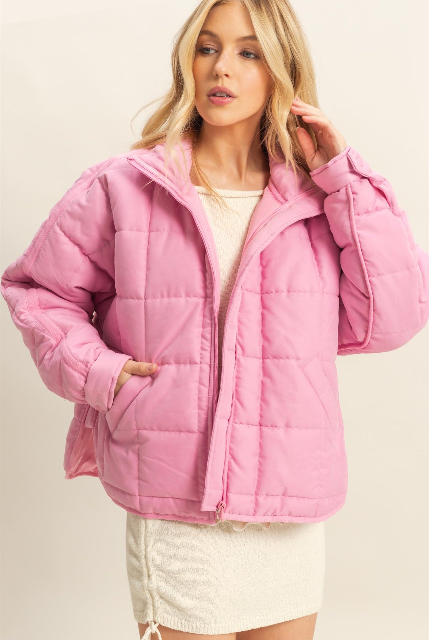 Lacy Quilted Puffer Jacket - Be You Boutique