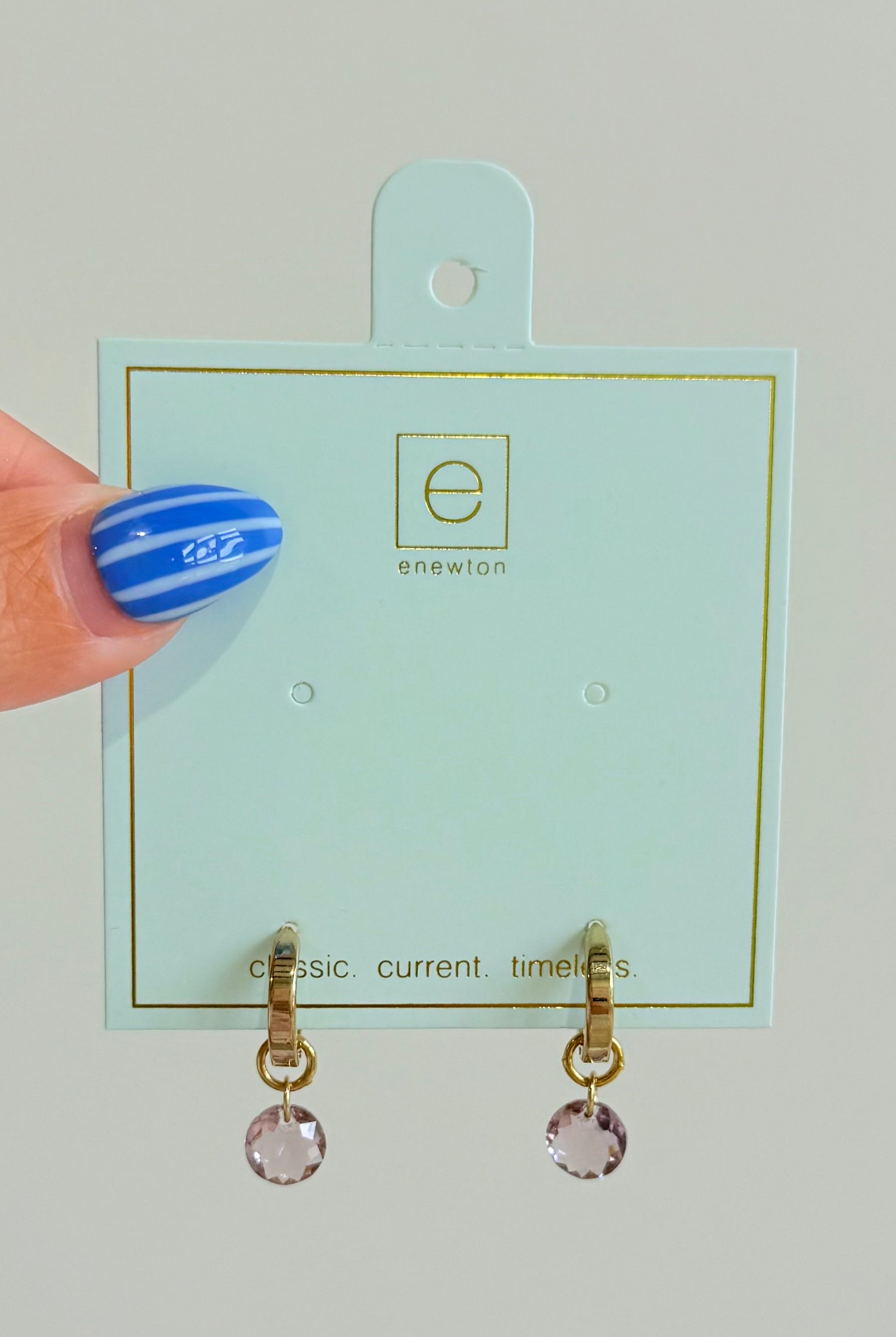 Enewton .5mm Classic Birthstone Huggie earrings with sparkling gemstone detail in 222 other jewelry style.