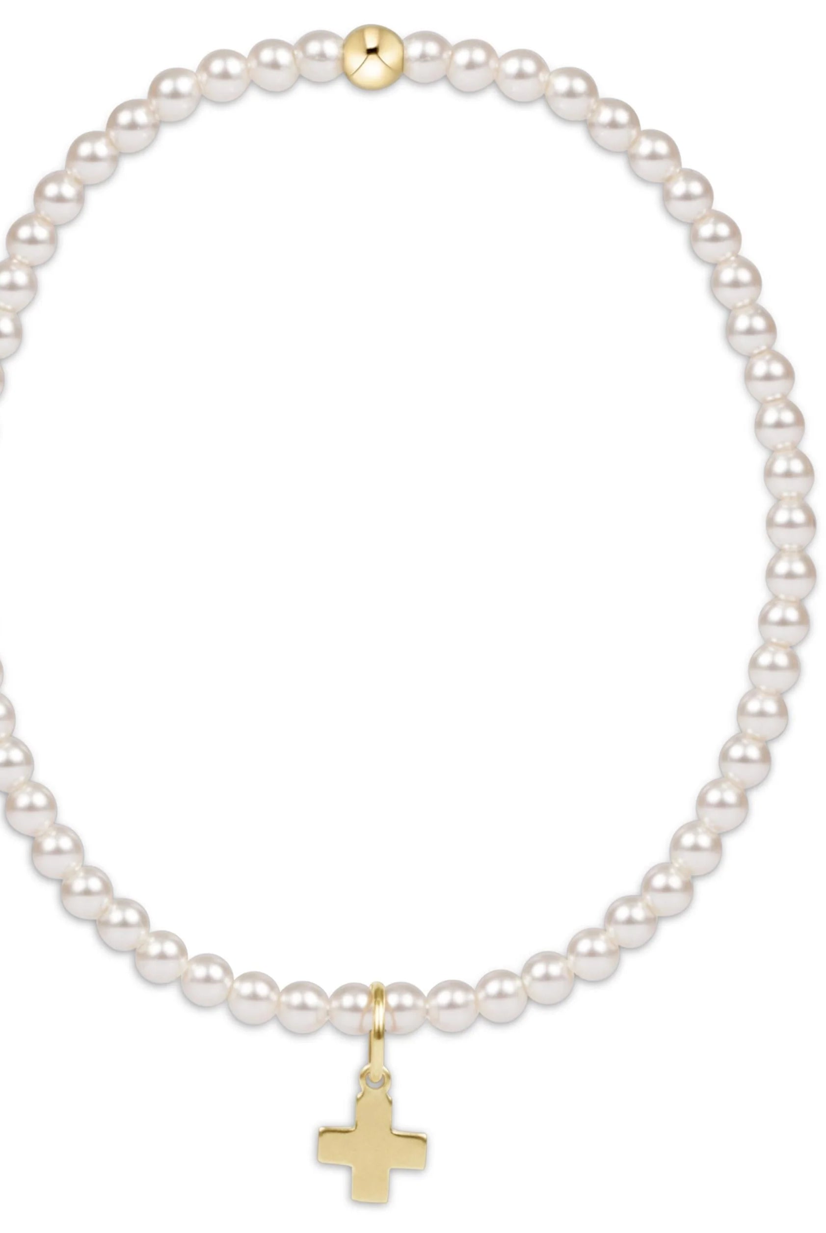 Enewton 3mm Classic Pearl Signature Cross Gold Charm Bracelet - Be You Boutique