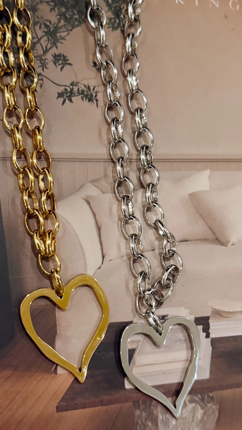 Large Open Heart Necklace - Be You Boutique
