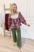 Rhonda Botanical Printed Blouse Top - Be You Boutique