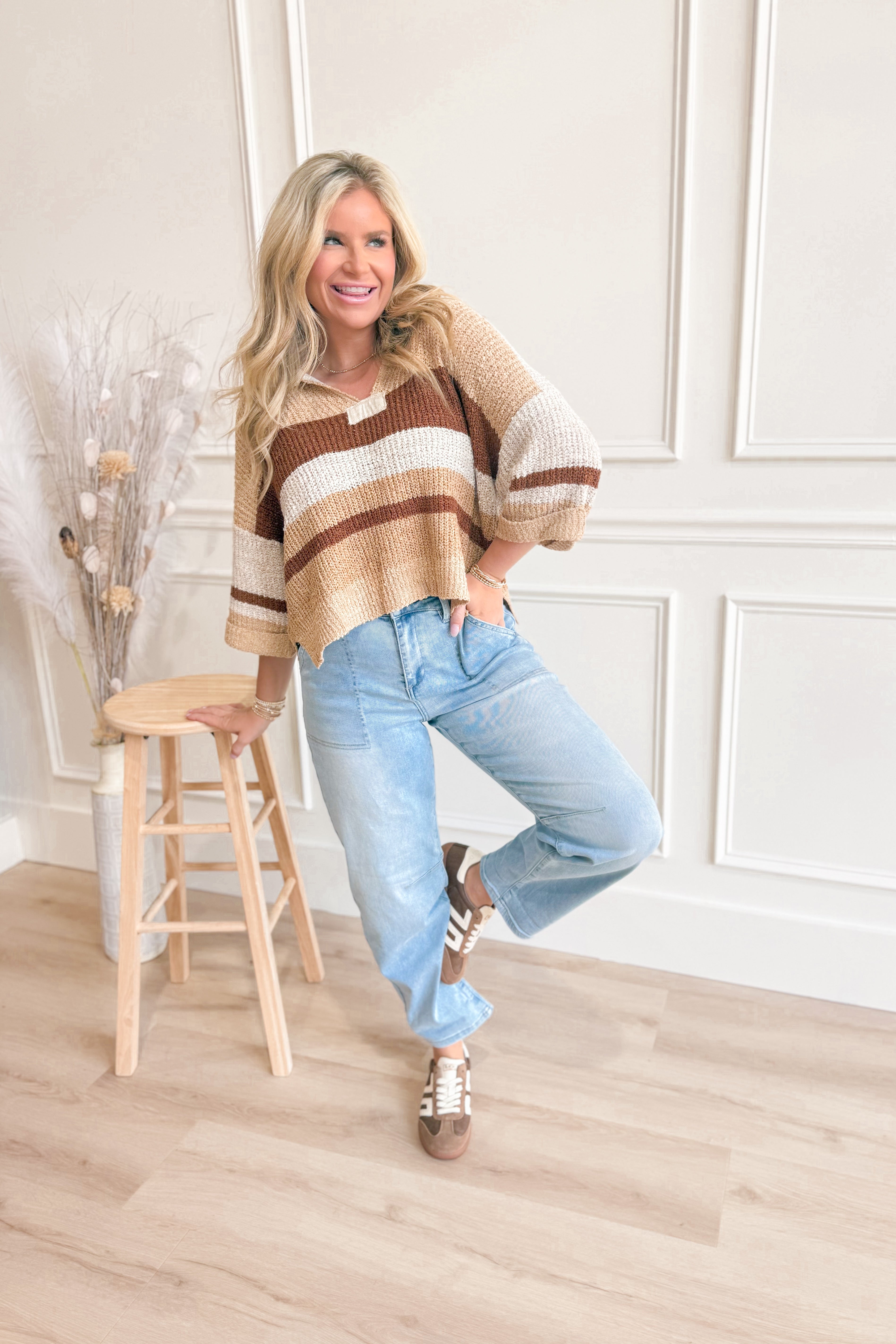 Piper Striped Knit Sweater - Be You Boutique