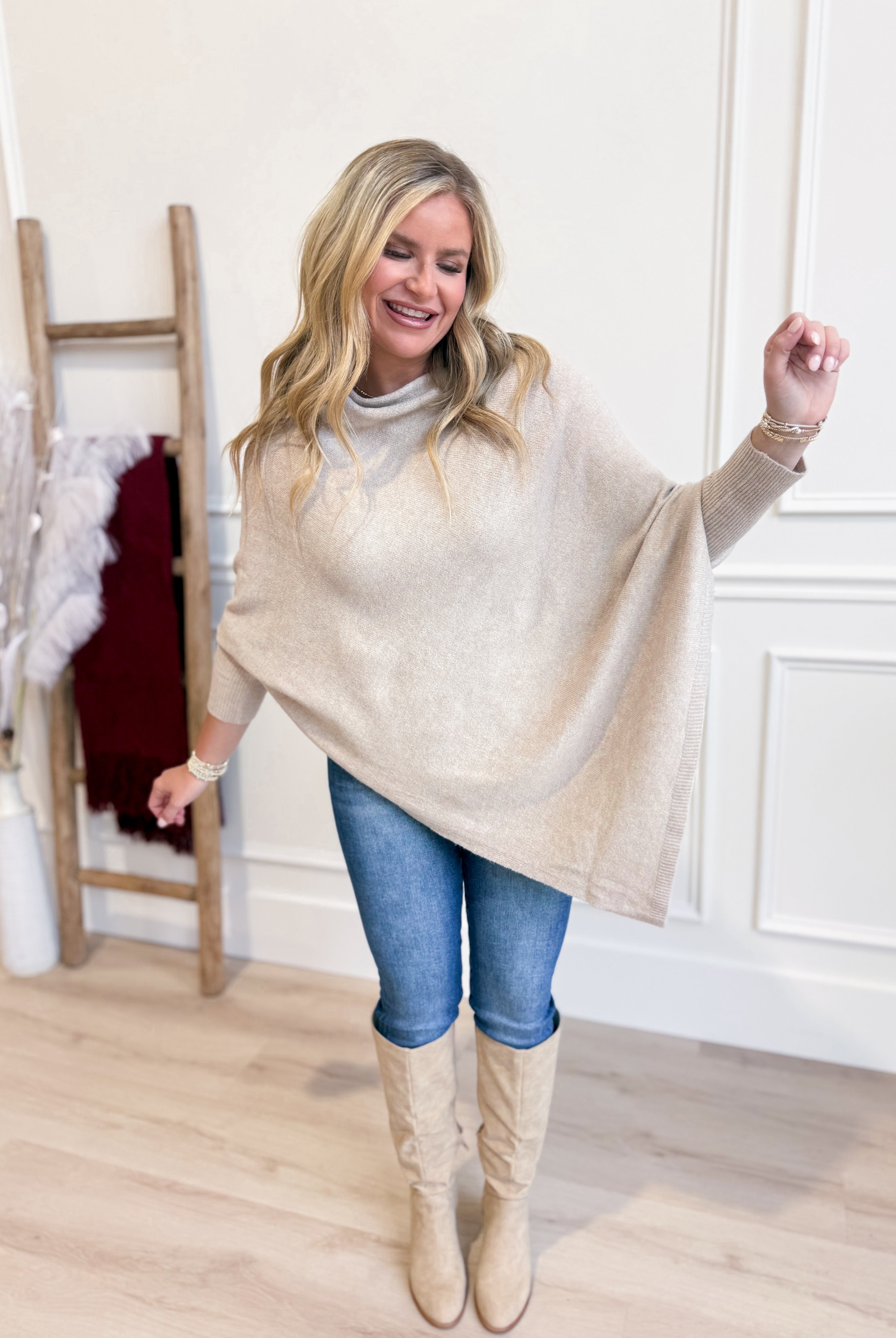 Bella Knit Asymmetrical Poncho Sweater - Be You Boutique