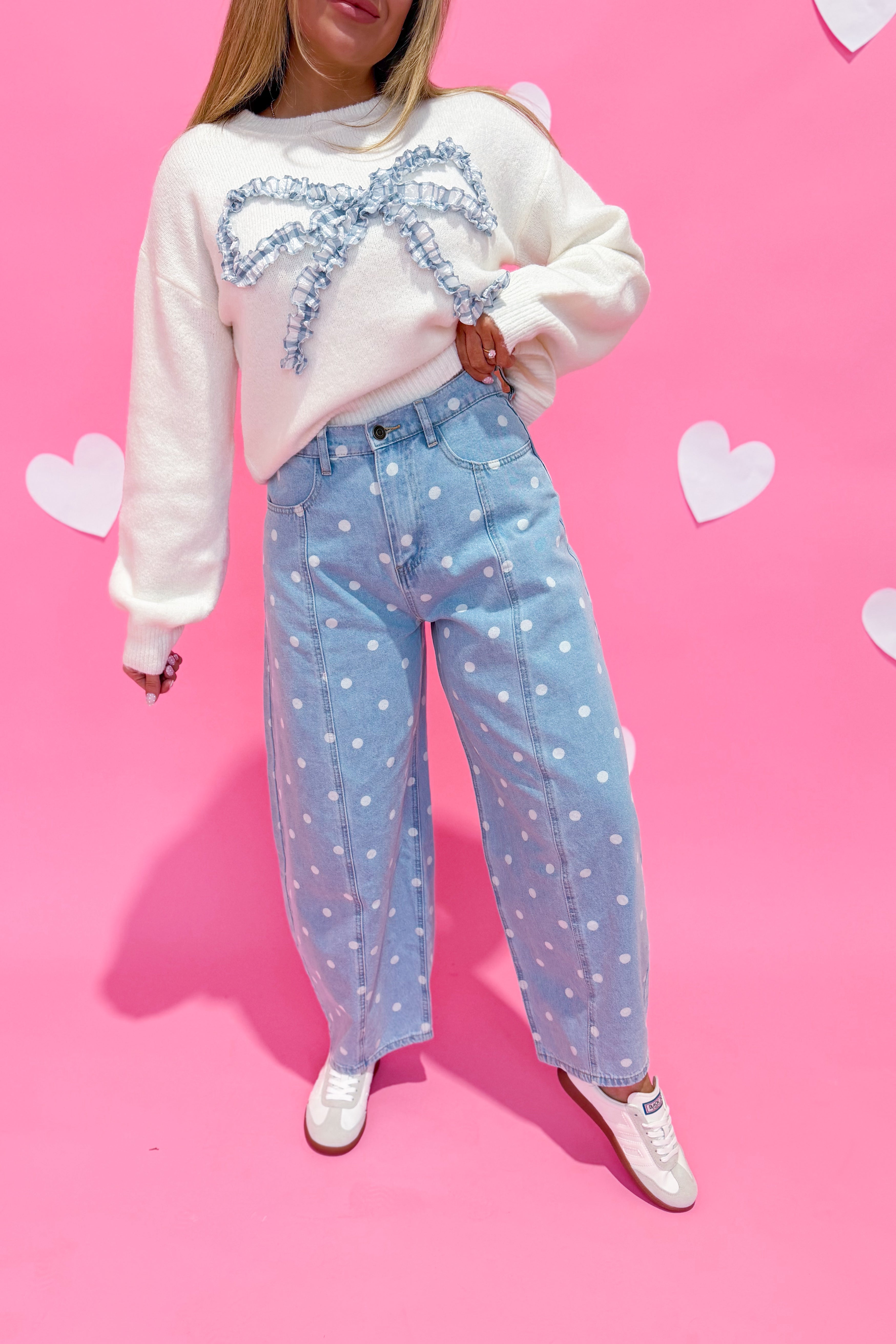 Cupid Polka Dot Barrel Jean - Be You Boutique