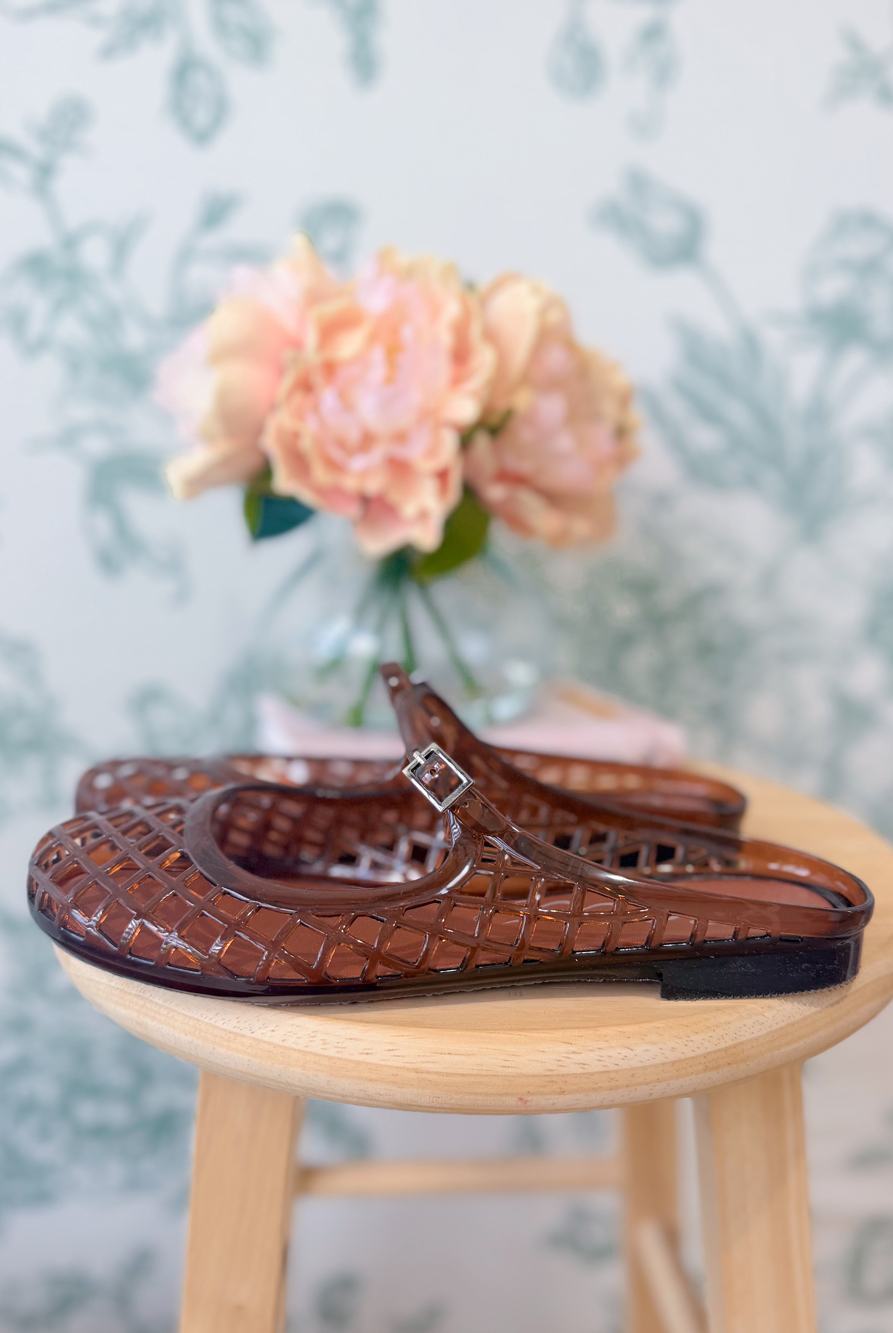 Ccocci Nemo brown mesh Mary Jane flats with round toe design, lightweight and comfortable for everyday wear.