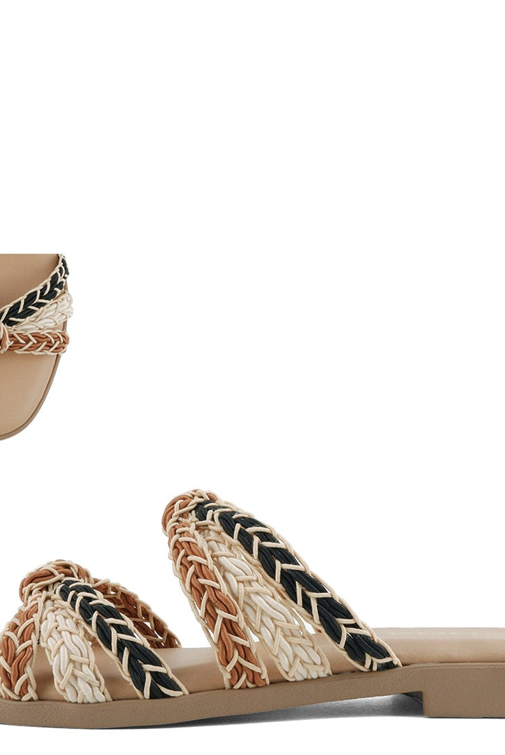 Soda Rayko Tan Multi-Braided Sandal showing tan leather straps and braided design on the 212 other shoes style.