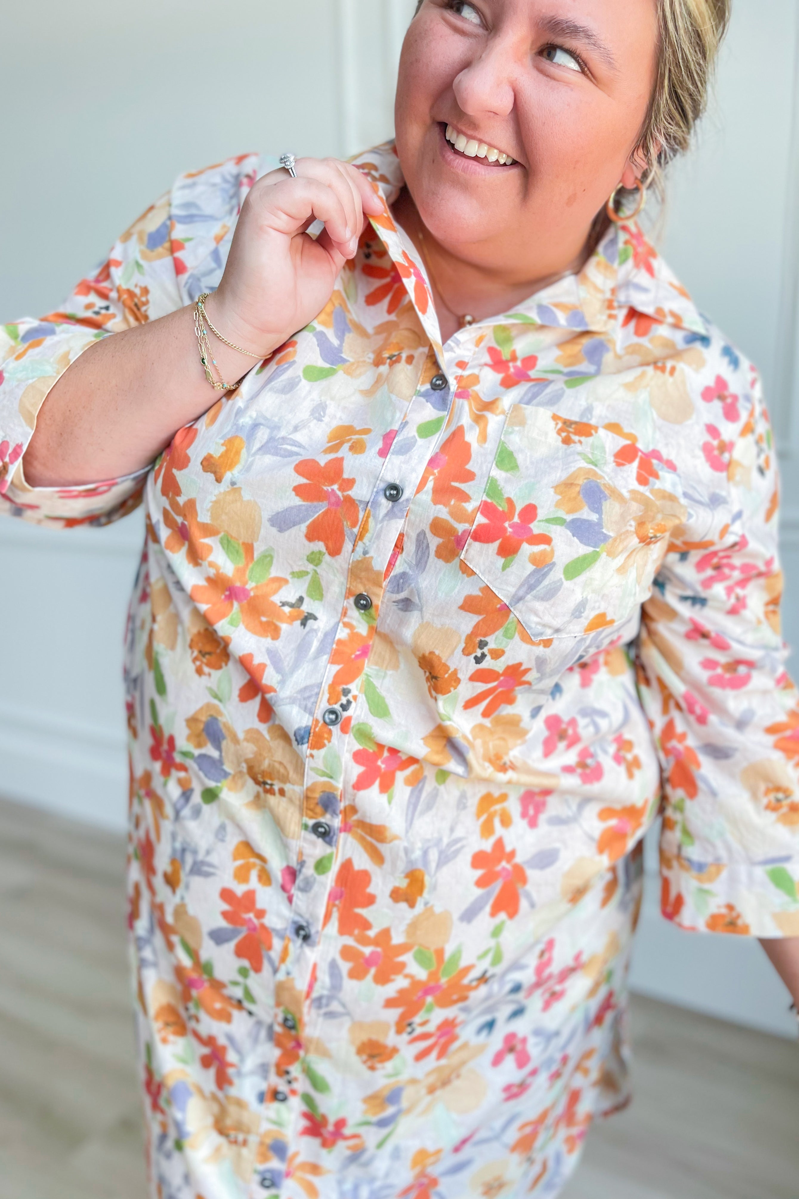 Lisa Multi Floral Button Down Dress - Be You Boutique