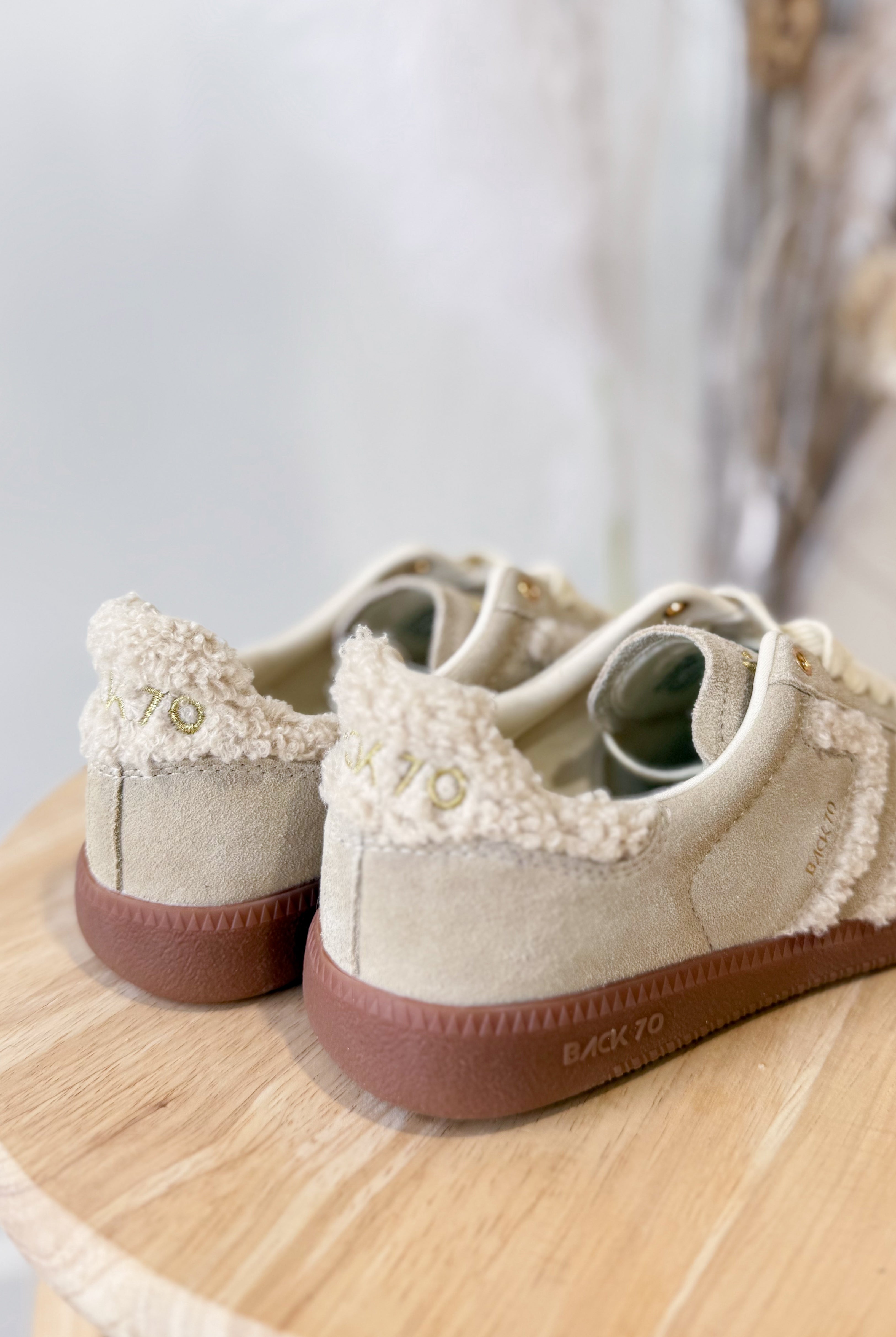 BACK70 Cloud Sneakers in Taupe Sherpa - Be You Boutique