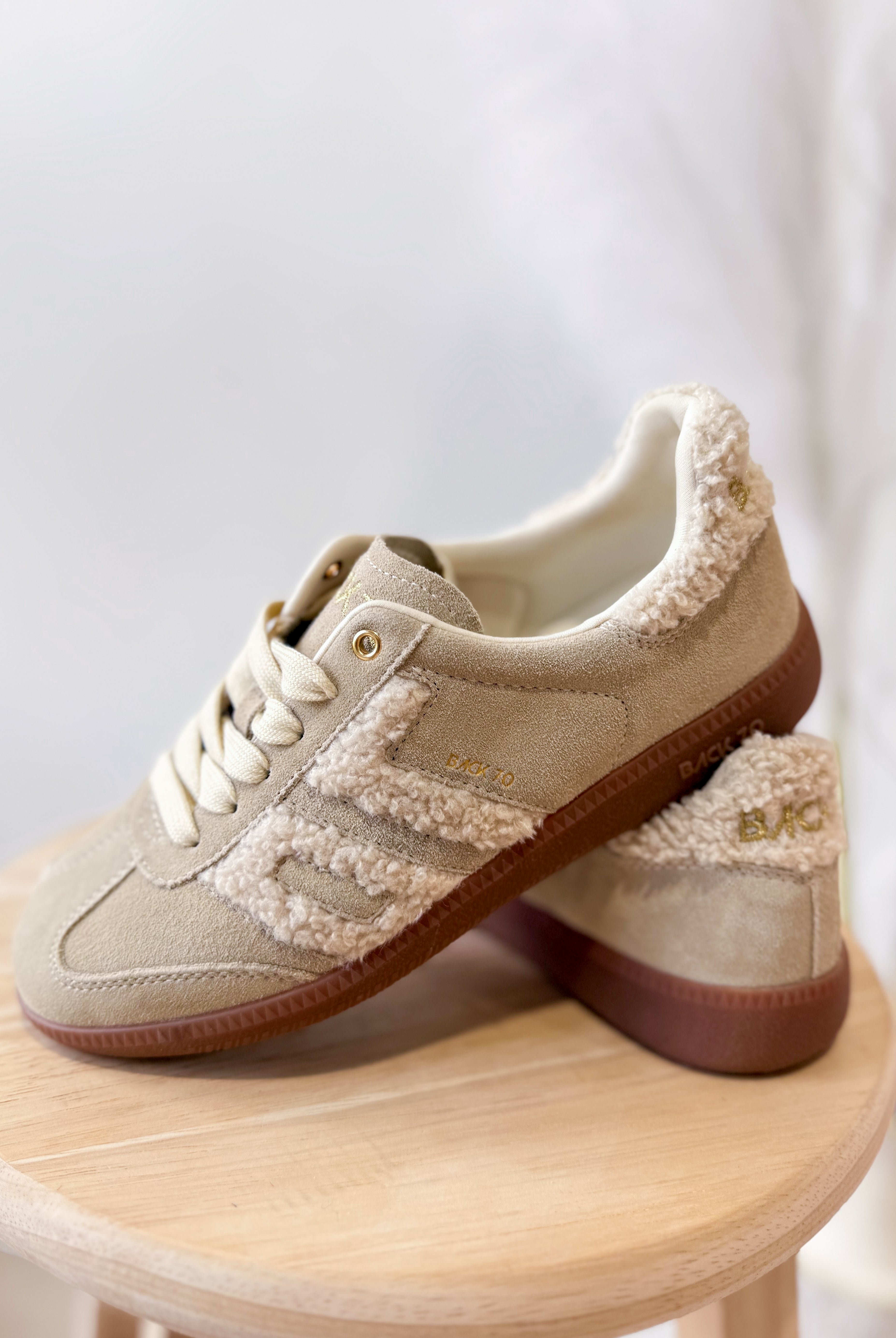 BACK70 Cloud Sneakers in Taupe Sherpa - Be You Boutique