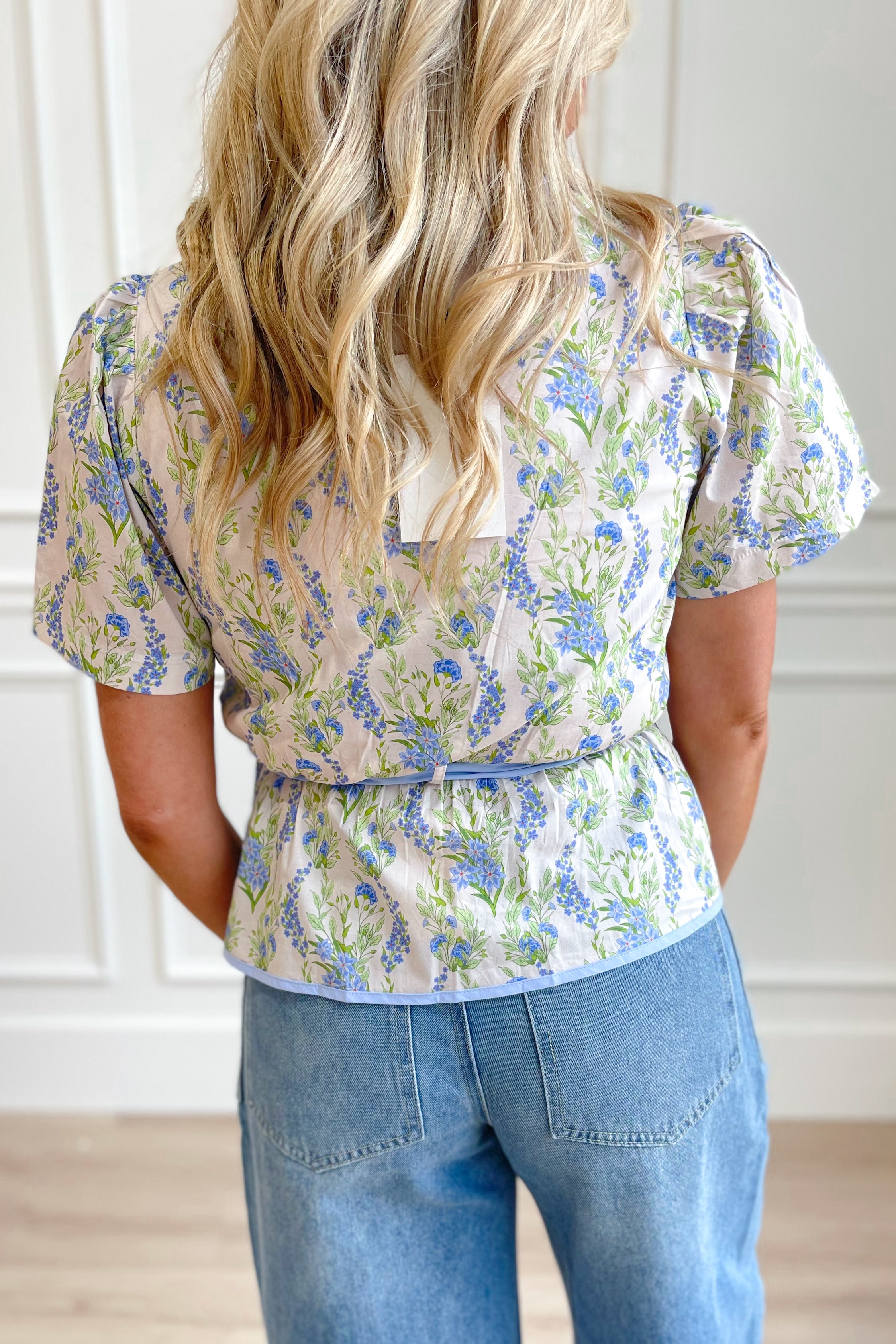 Luna Floral Peplum Puff Sleeve Top - Be You Boutique