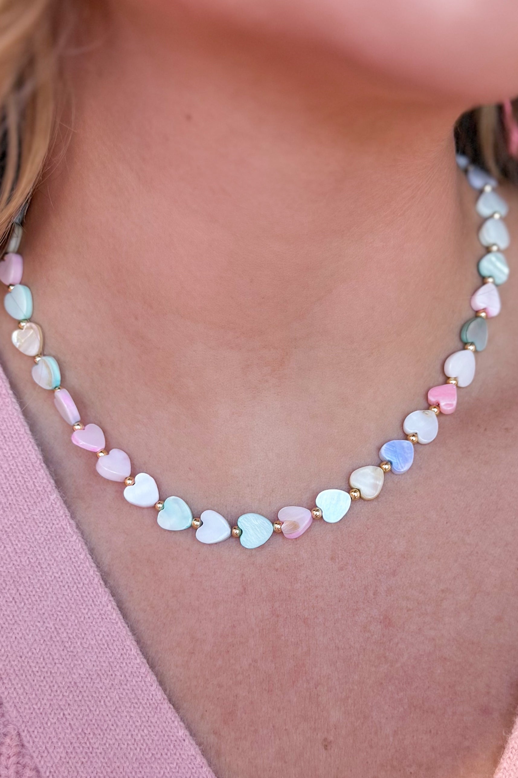 Treasure Jewels Multi Color Heart Stone Necklace - Be You Boutique