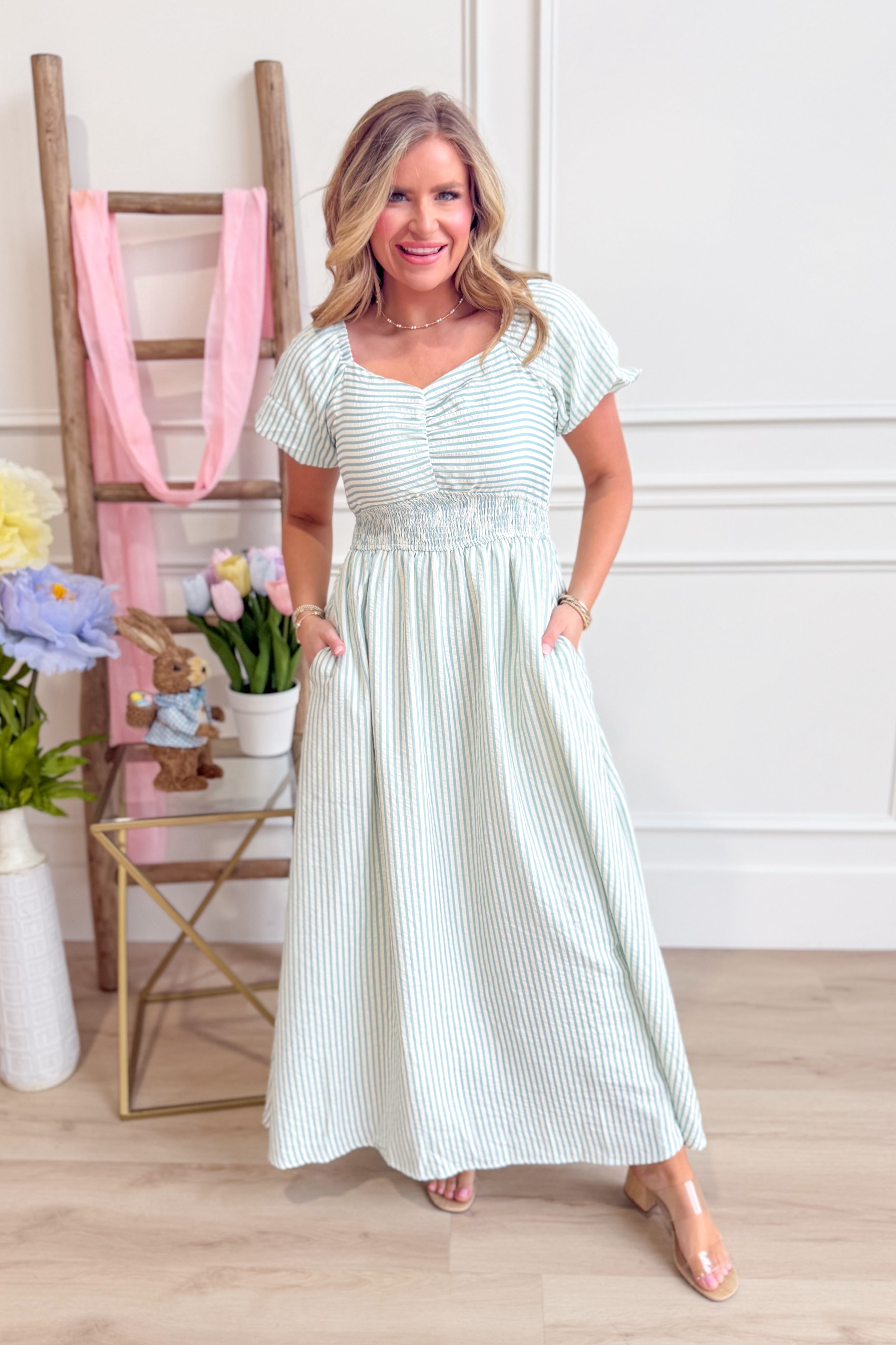 Becca Pin Striped Midi Dress - Be You Boutique