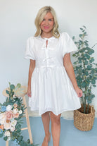 Zara Bubble Sleeve Ribbon Detail Dress - Be You Boutique