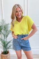 Corina Sweater Knit Short Sleeve Top - Be You Boutique