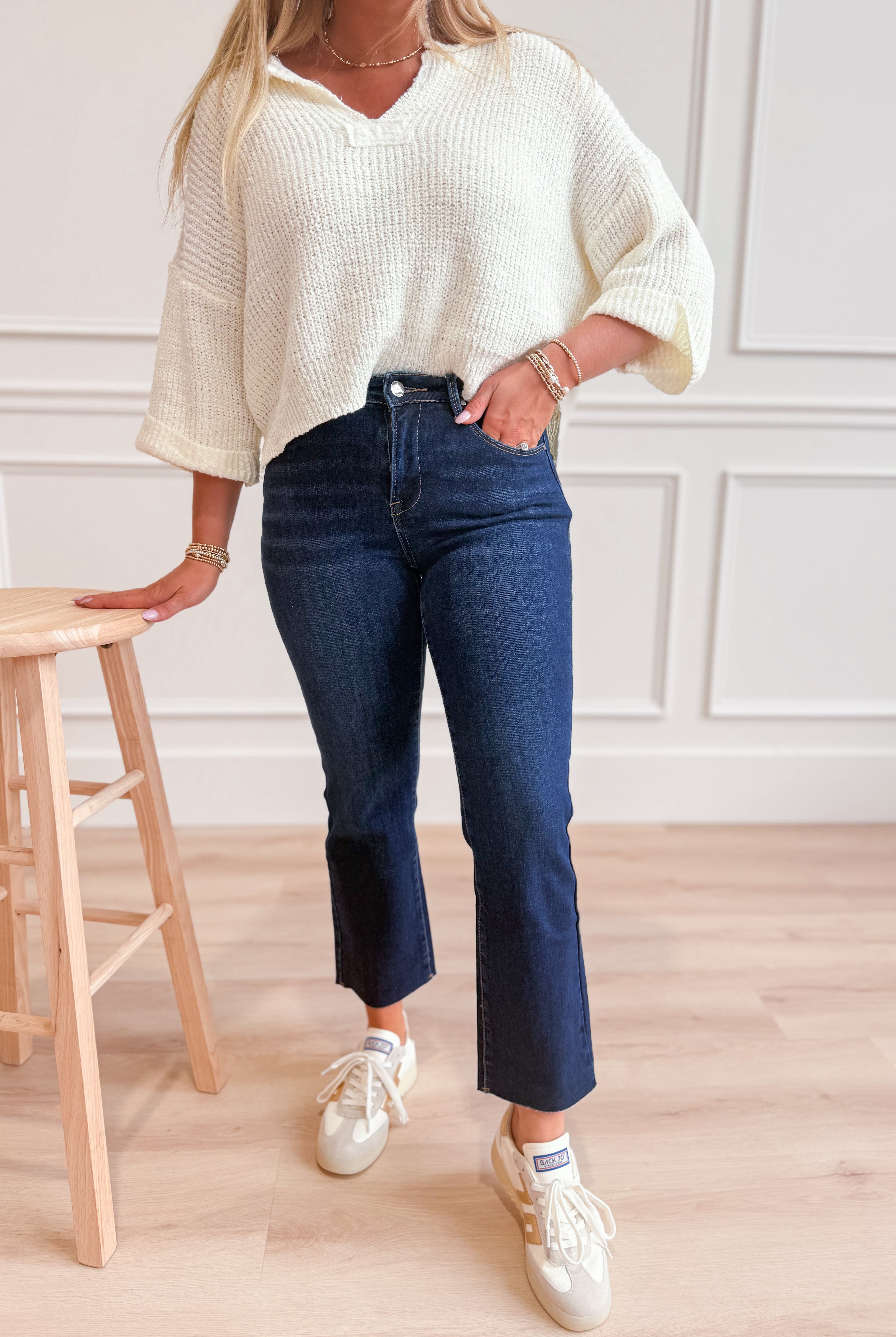 Risen John mid-rise straight raw edge jeans in 146 Core style, shown in dark denim with frayed hem and classic fit.
