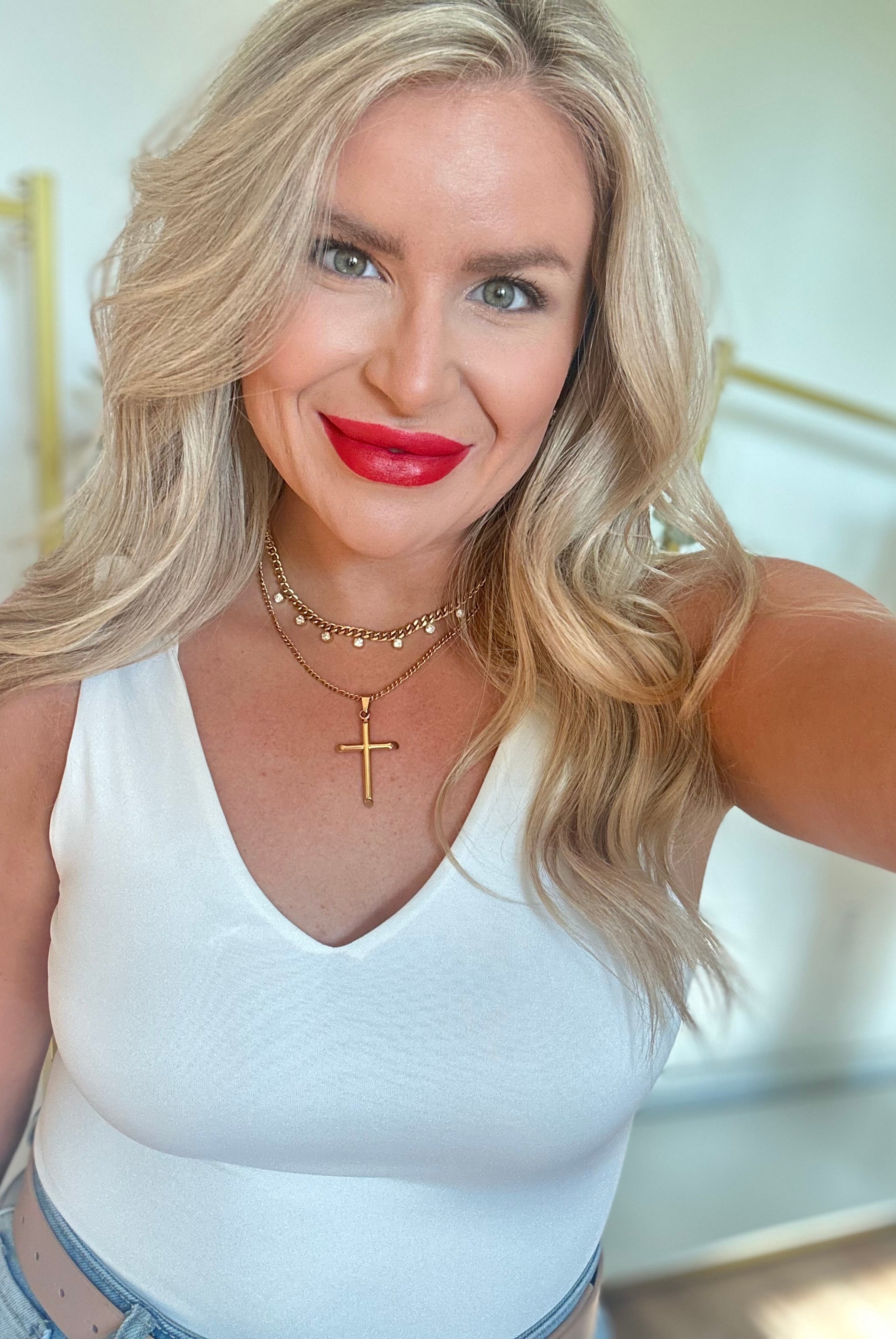 Lizzie Large Gold Cross Necklace - Be You Boutique