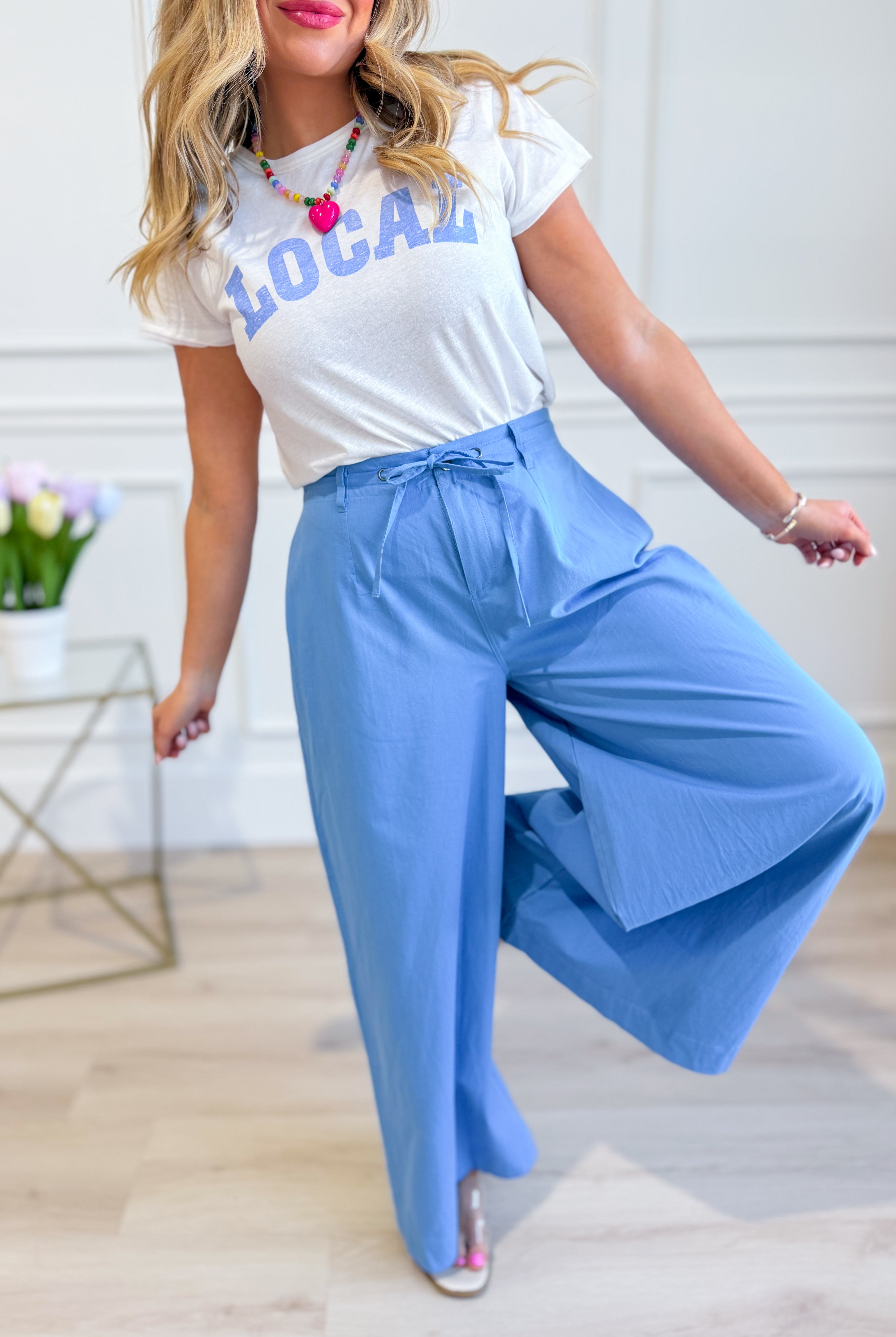 WISHLIST Reese Wide Leg Drawstring Pants in 156 style, featuring a relaxed fit and adjustable waistband, shown in a natural fabric.