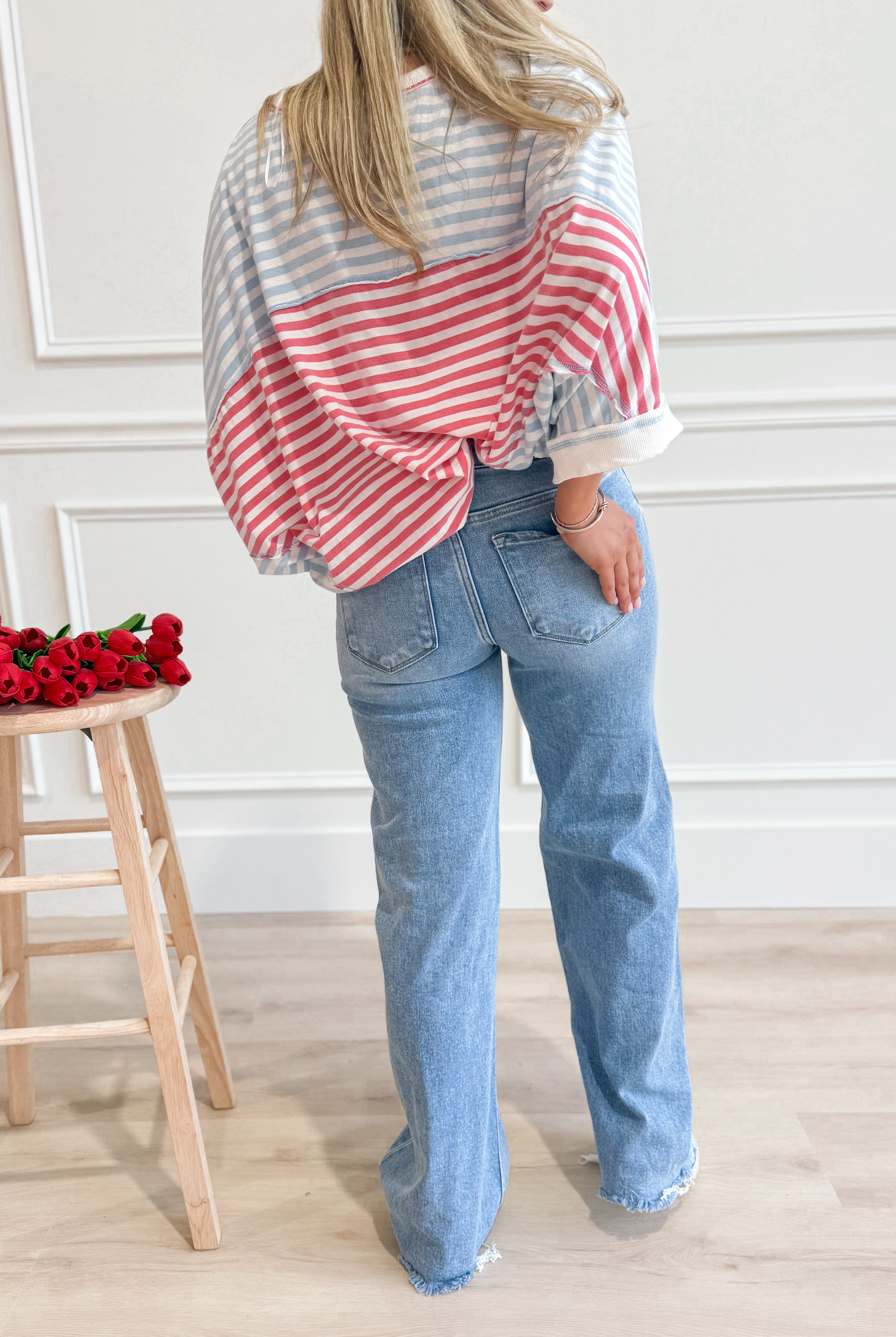 RISEN Risen Derrick Mid Rise Tummy Control Wide Leg Jean from 146 Core Jeans, showcasing the fit and style of the denim.
