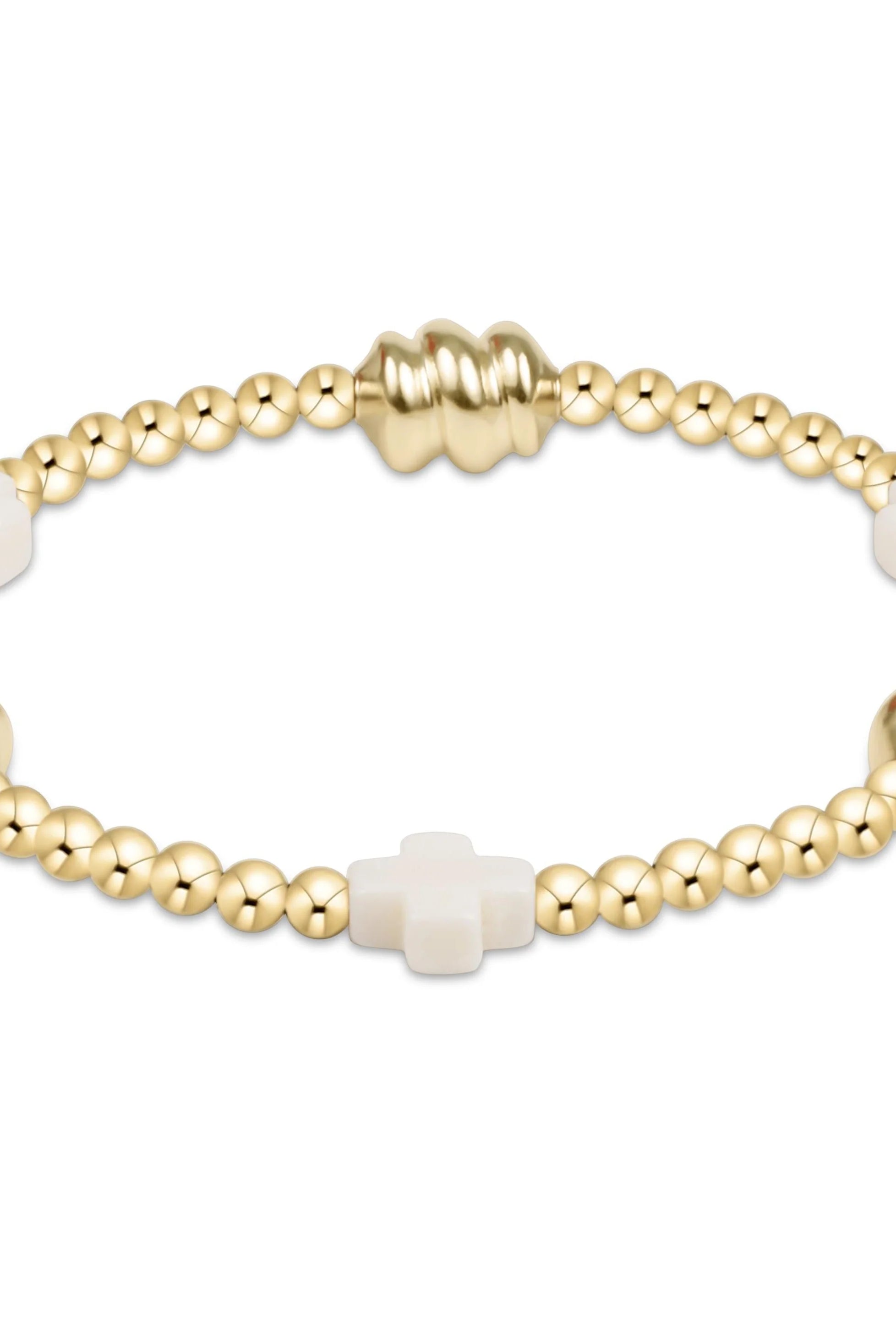 Enewton 3mm Signature Cross Admire Gold Off White Bracelet - Be You Boutique