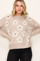 Cori Flower Jacquard Sweater - Be You Boutique
