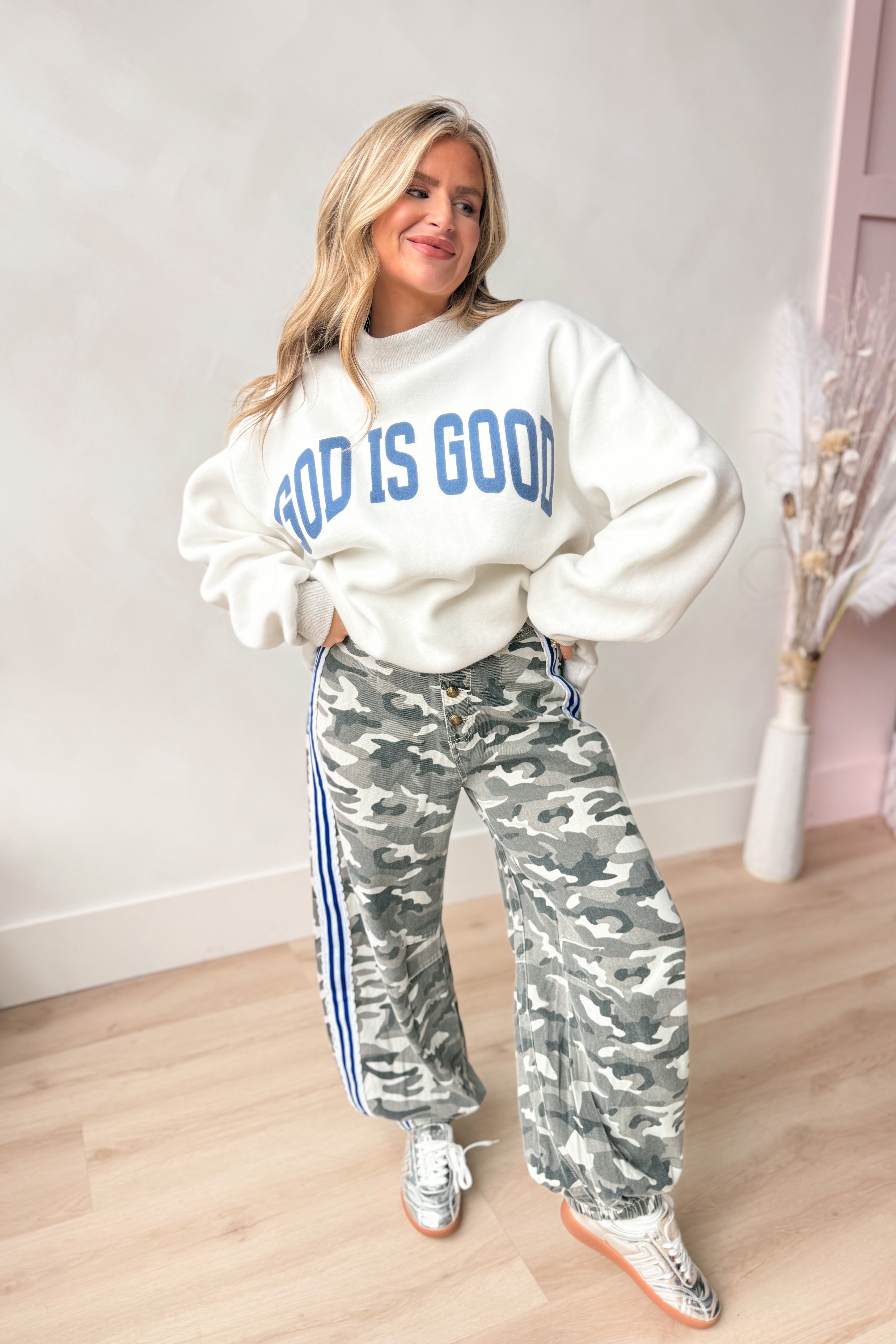 God is Good / Jesus Reversible Mock Neck Sweatshirt - Be You Boutique