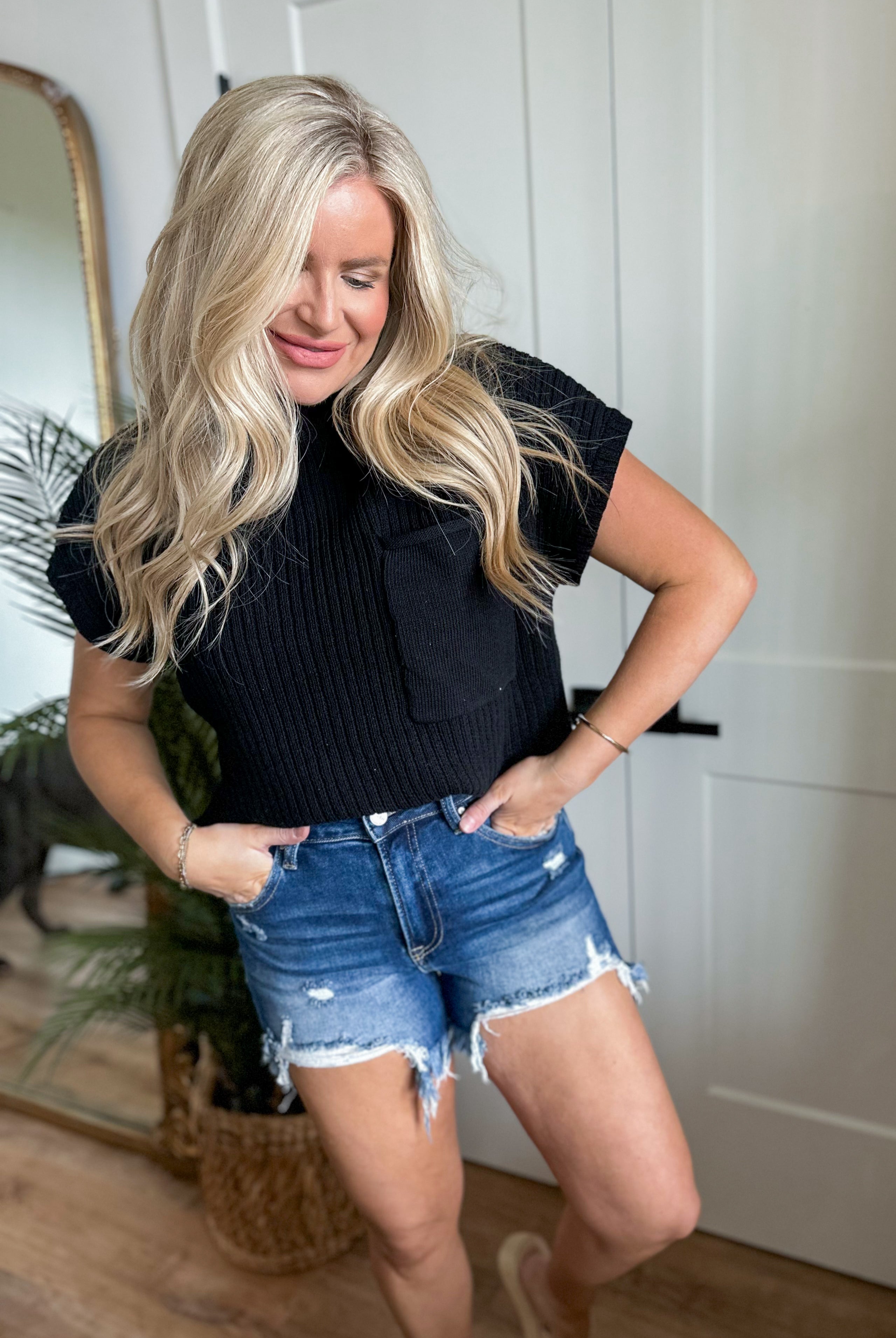 Risen Mark High Rise Distressed Denim Shorts - Be You Boutique