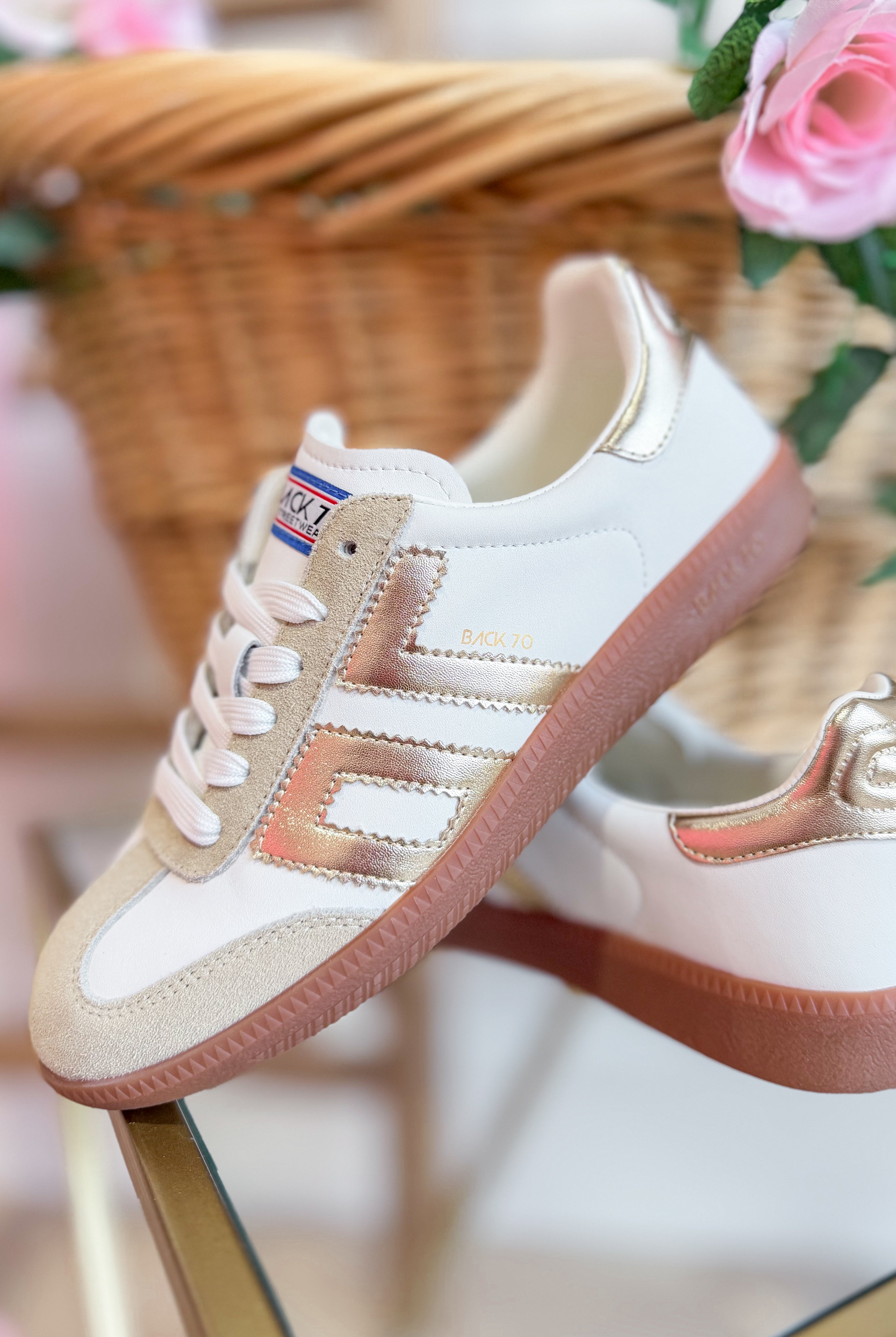 Back 70 Cloud Sneaker in beige gold, 205 sneaker style, featuring a sleek design with cushioned sole and modern athletic look.
