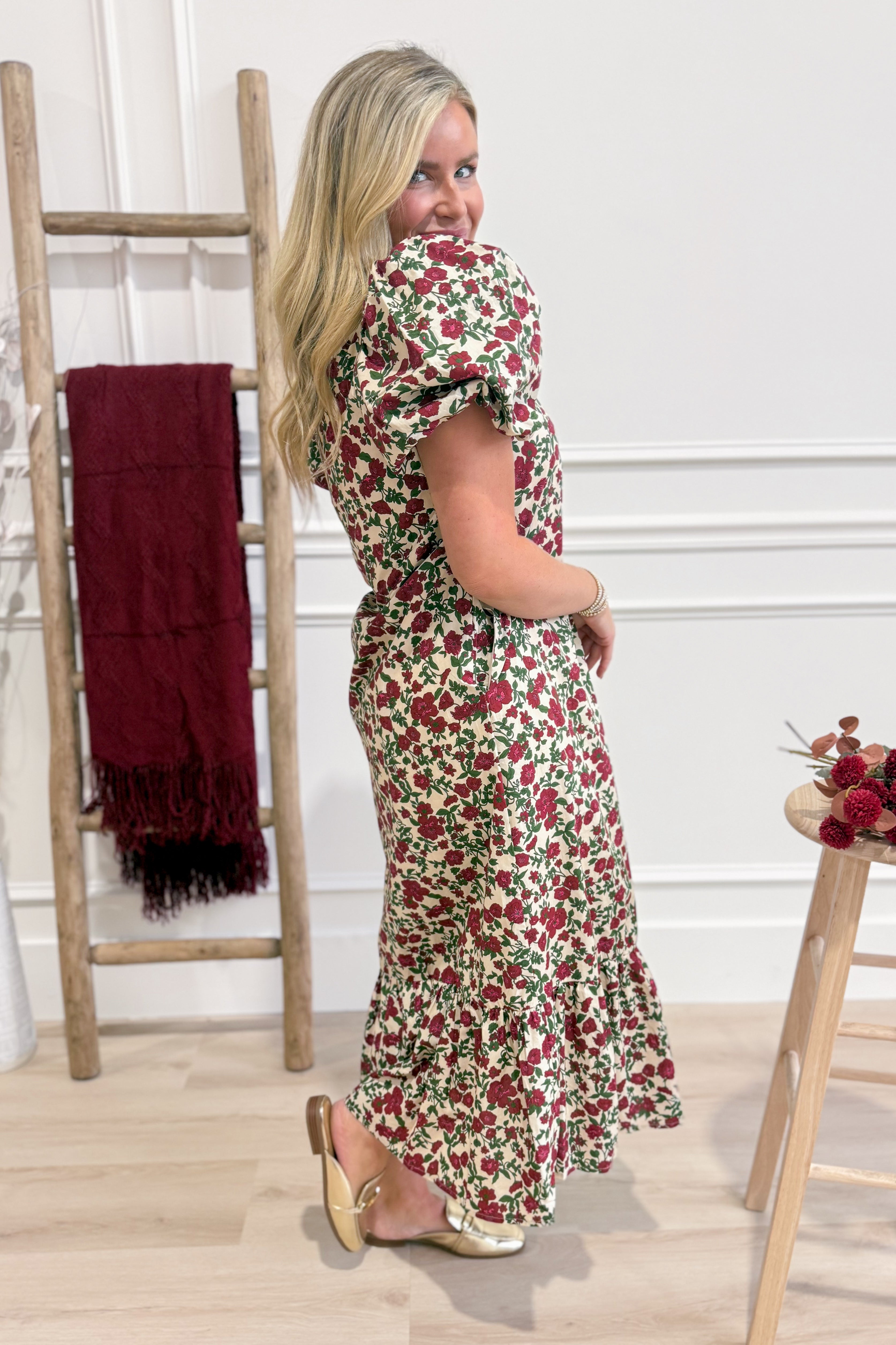 Leilah Bubble Sleeve Ruffle Dress - Be You Boutique