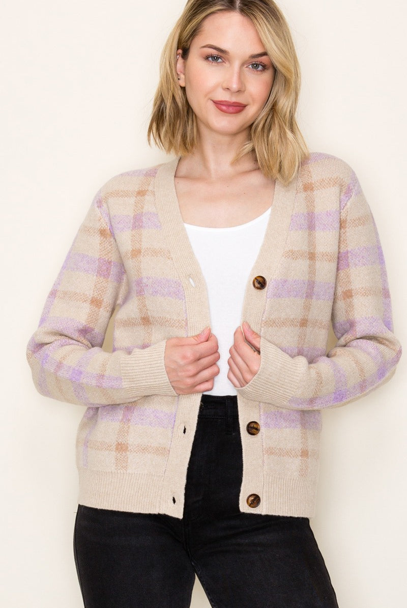Casi Plaid Sweater Cardigan - Be You Boutique