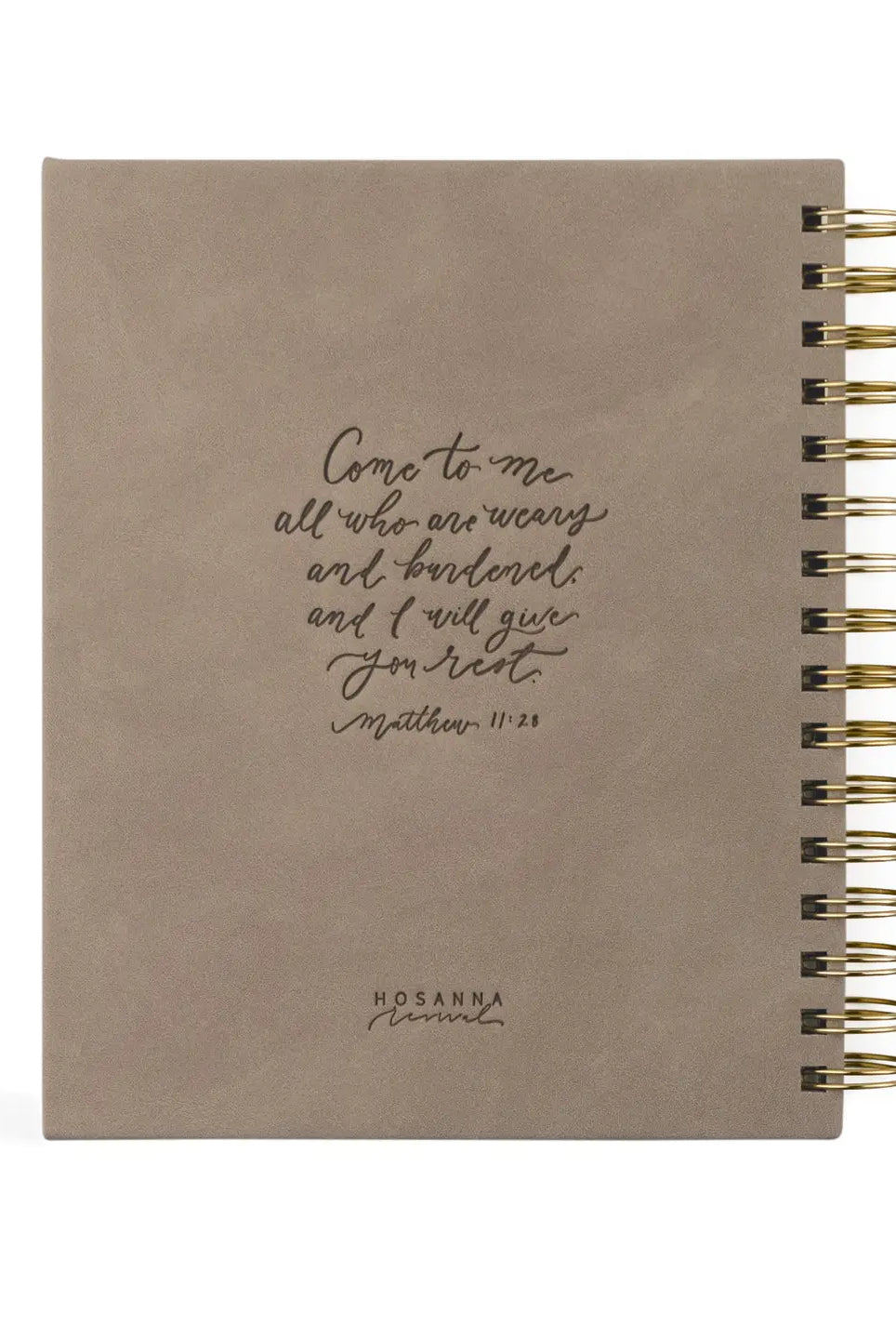 Undated 12-month planner by HOSANNA REVIVAL with a sleek cover, designed for organizing schedules and appointments.