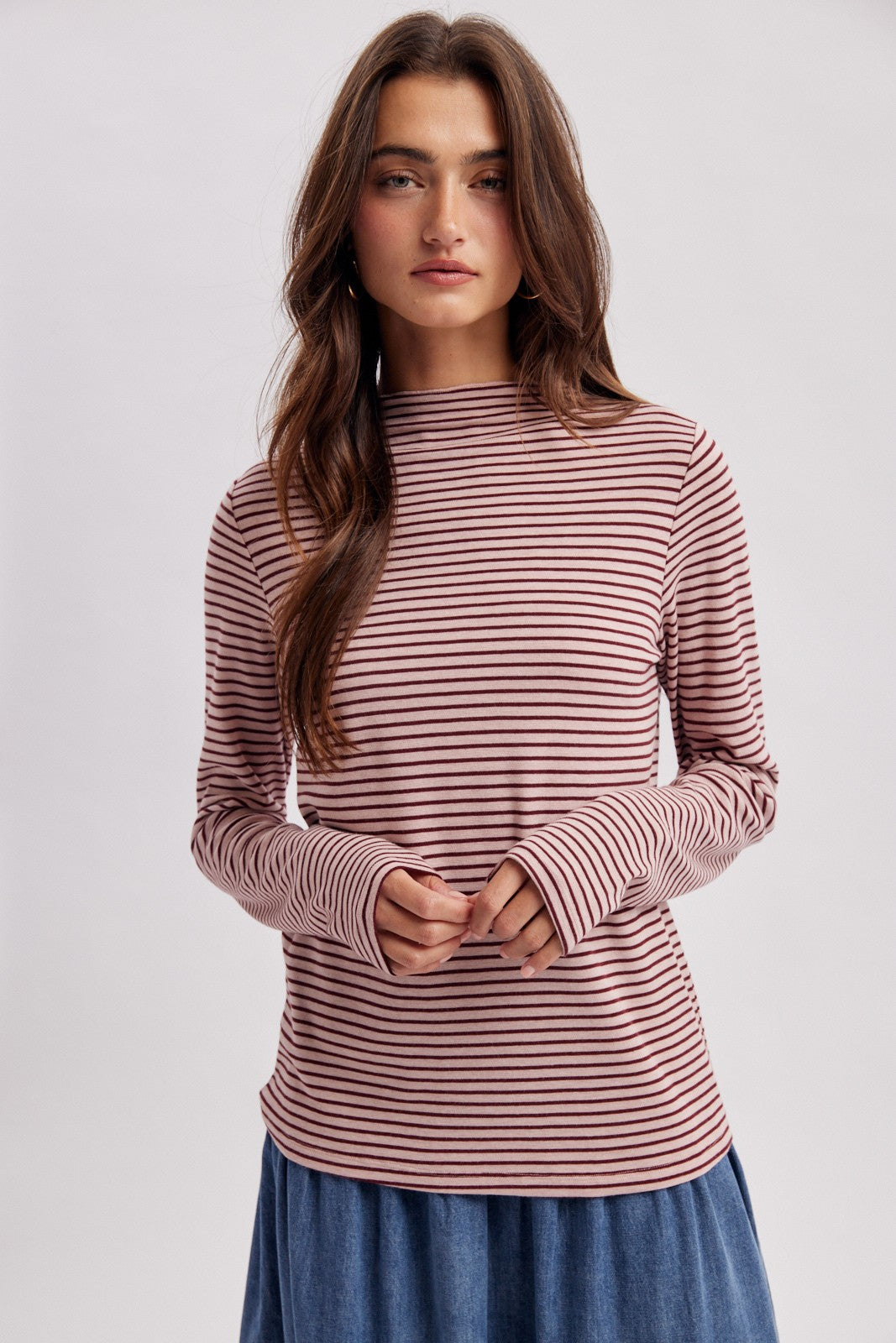 Wishlist Cooper striped rolled neck sweater from the 132 Fall Sweaters collection, featuring a cozy, multicolored striped design.