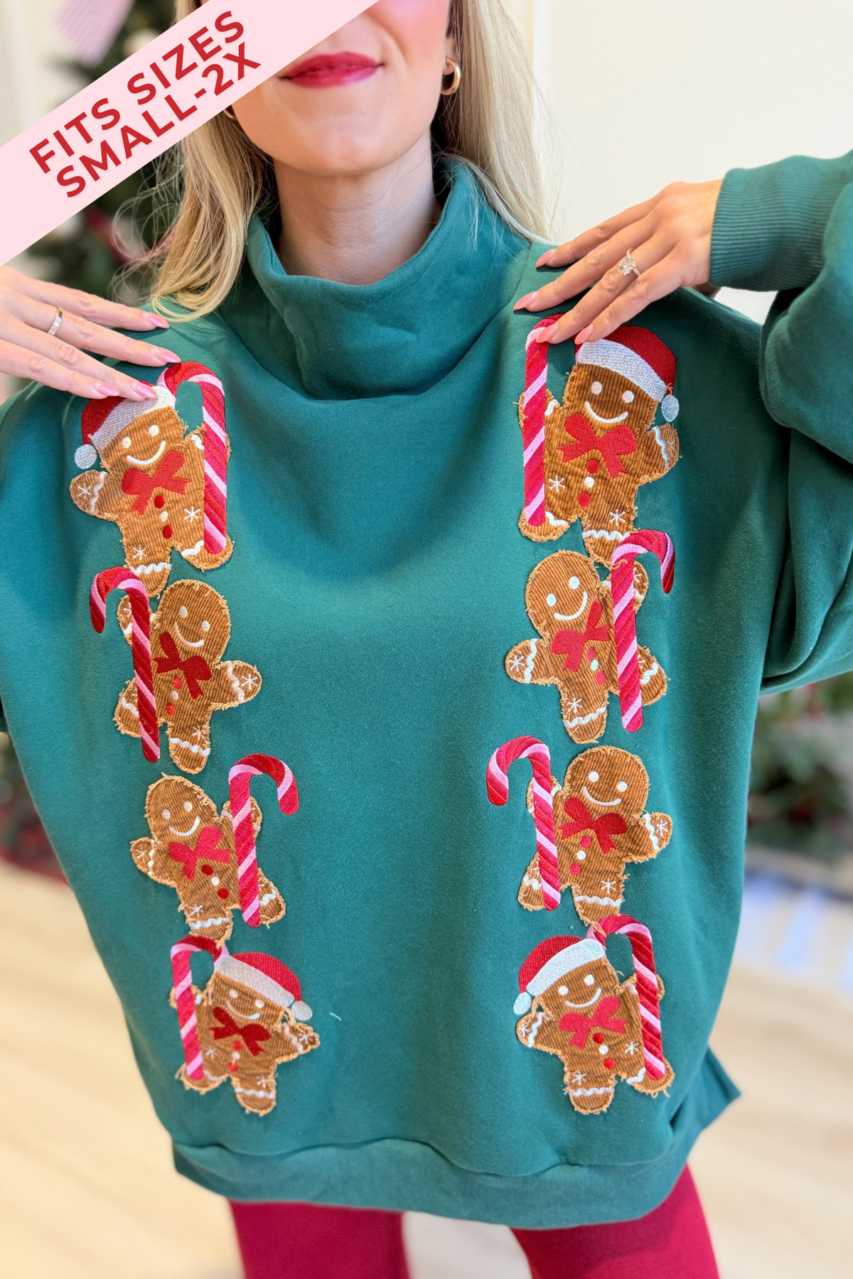 Ginger corduroy patch mock neck sweatshirt from PEACH LOVE, 137 graphic sweatshirt with cozy fabric and stylish design