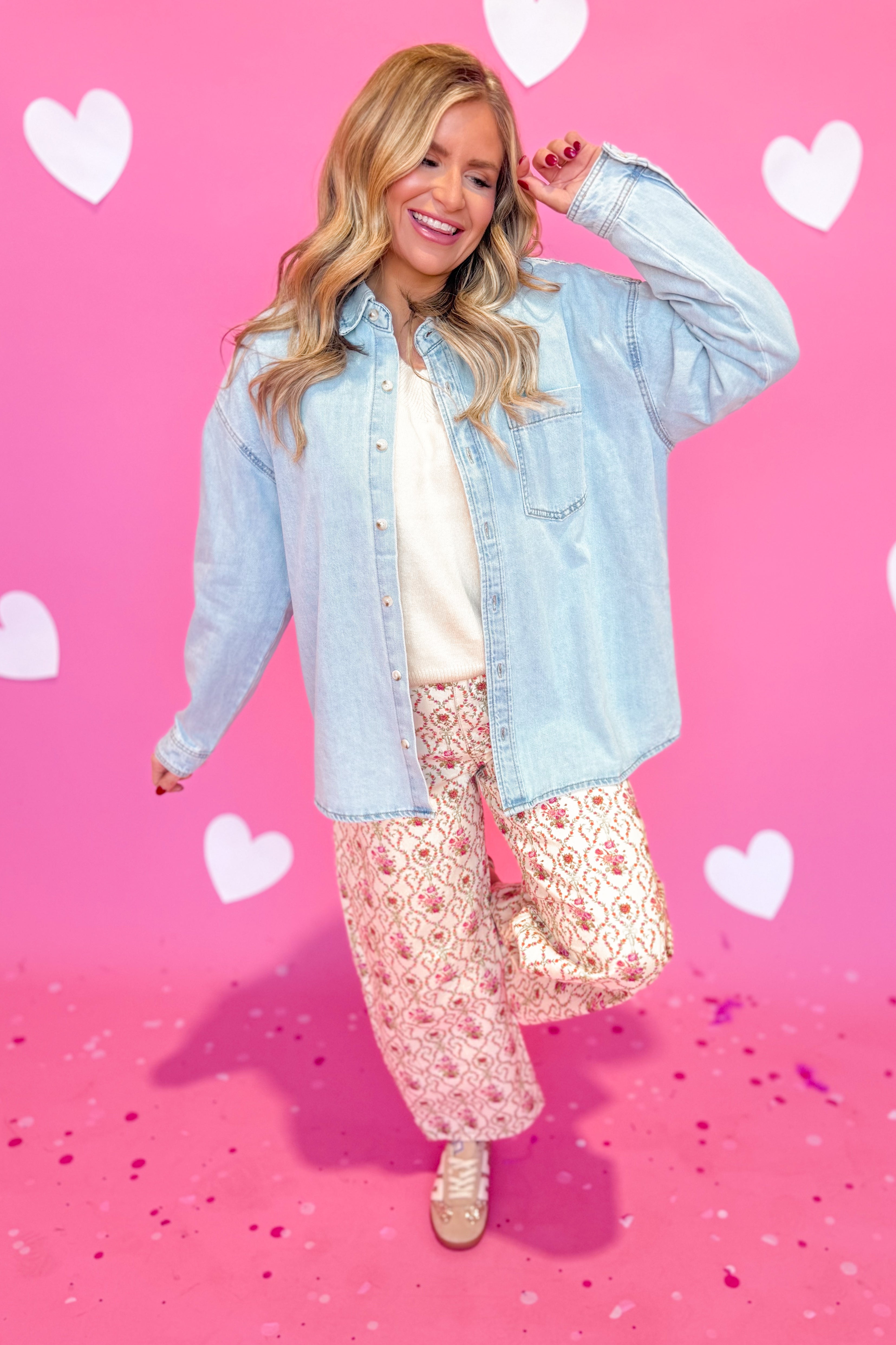 Conrad Denim Long Sleeve Button Down Top - Be You Boutique