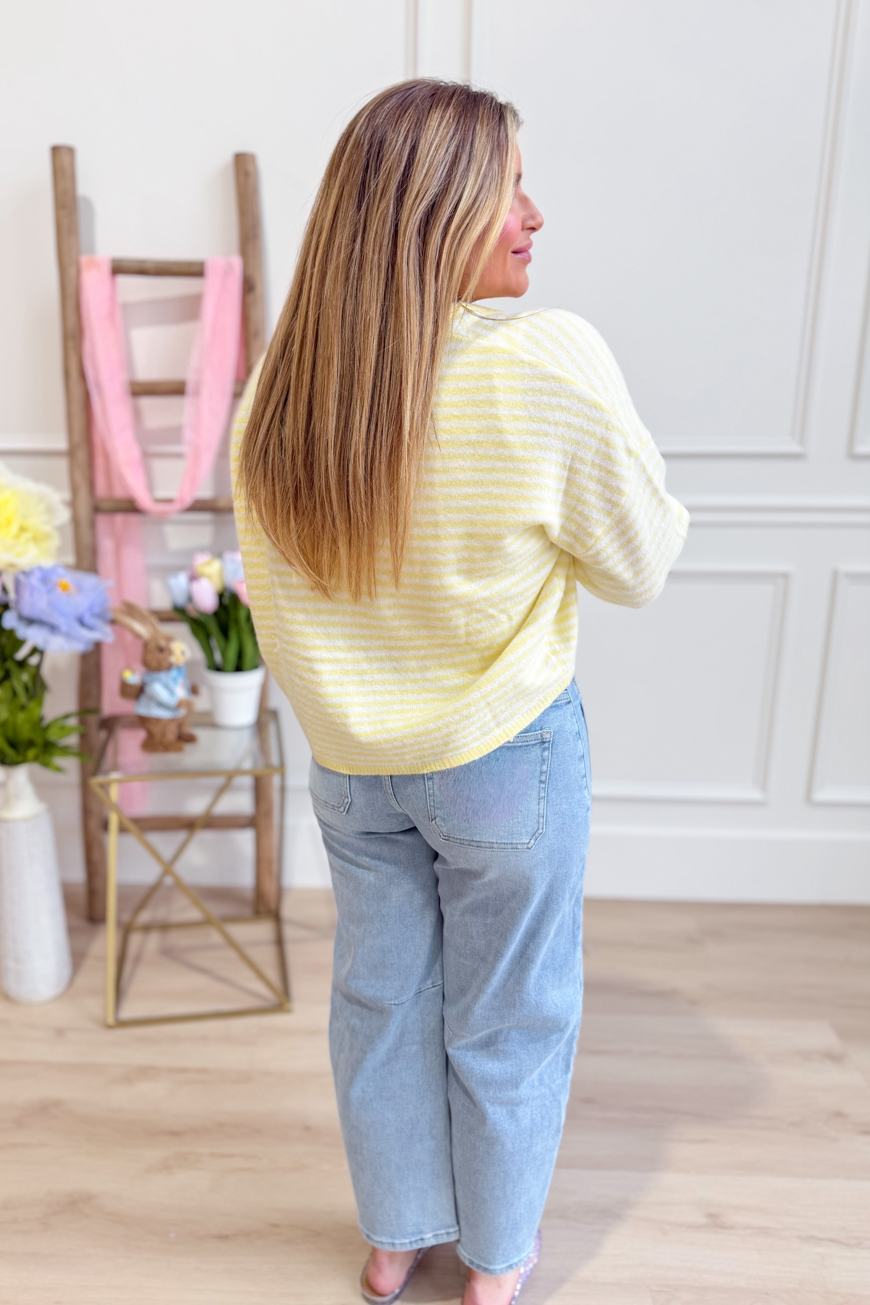 Olivia Butter Mini Striped Cardigan - Be You Boutique