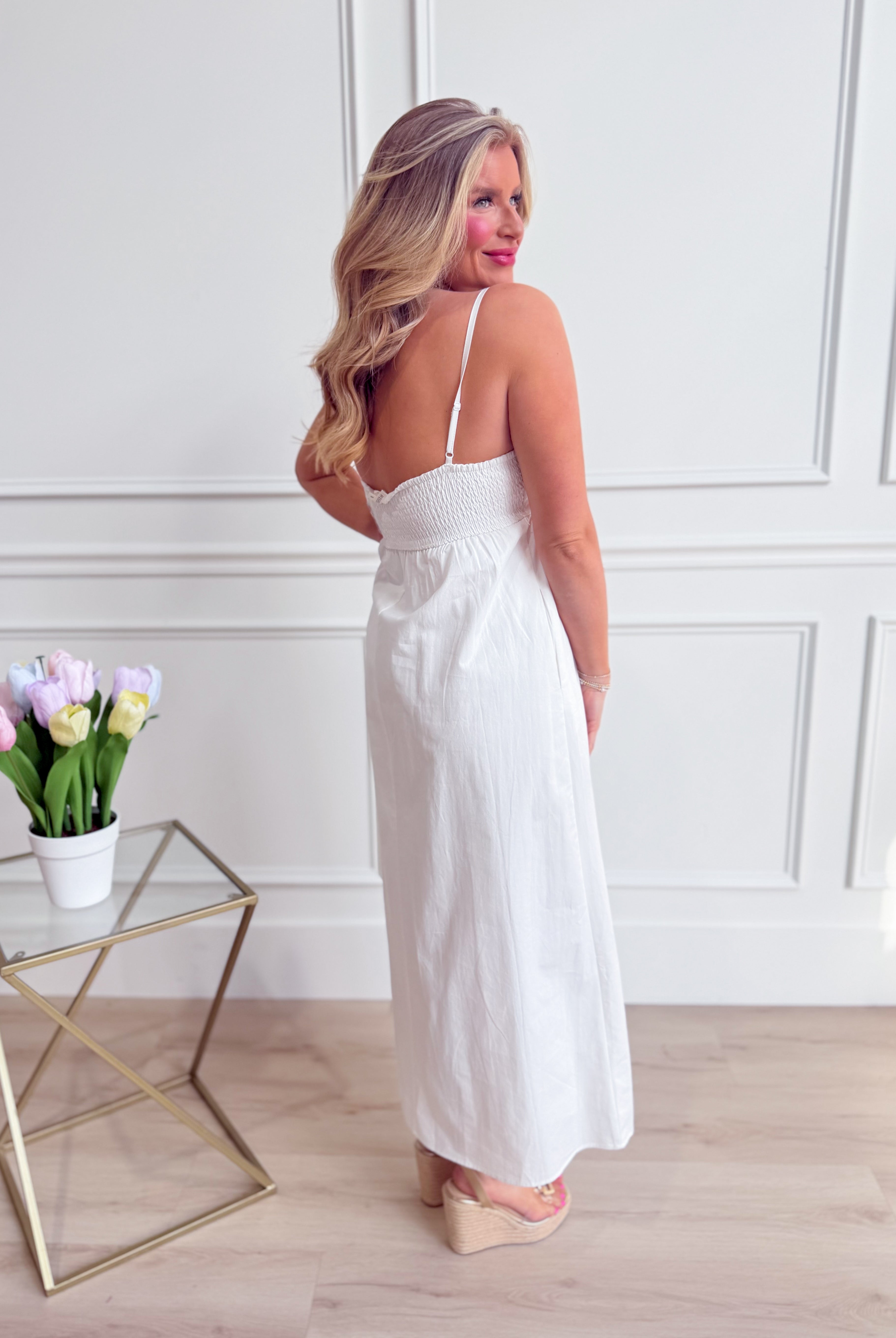 WISHLIST Rita casual midi dress in 125 Dressy Dresses collection, beige fabric with a relaxed fit and sleeveless design.