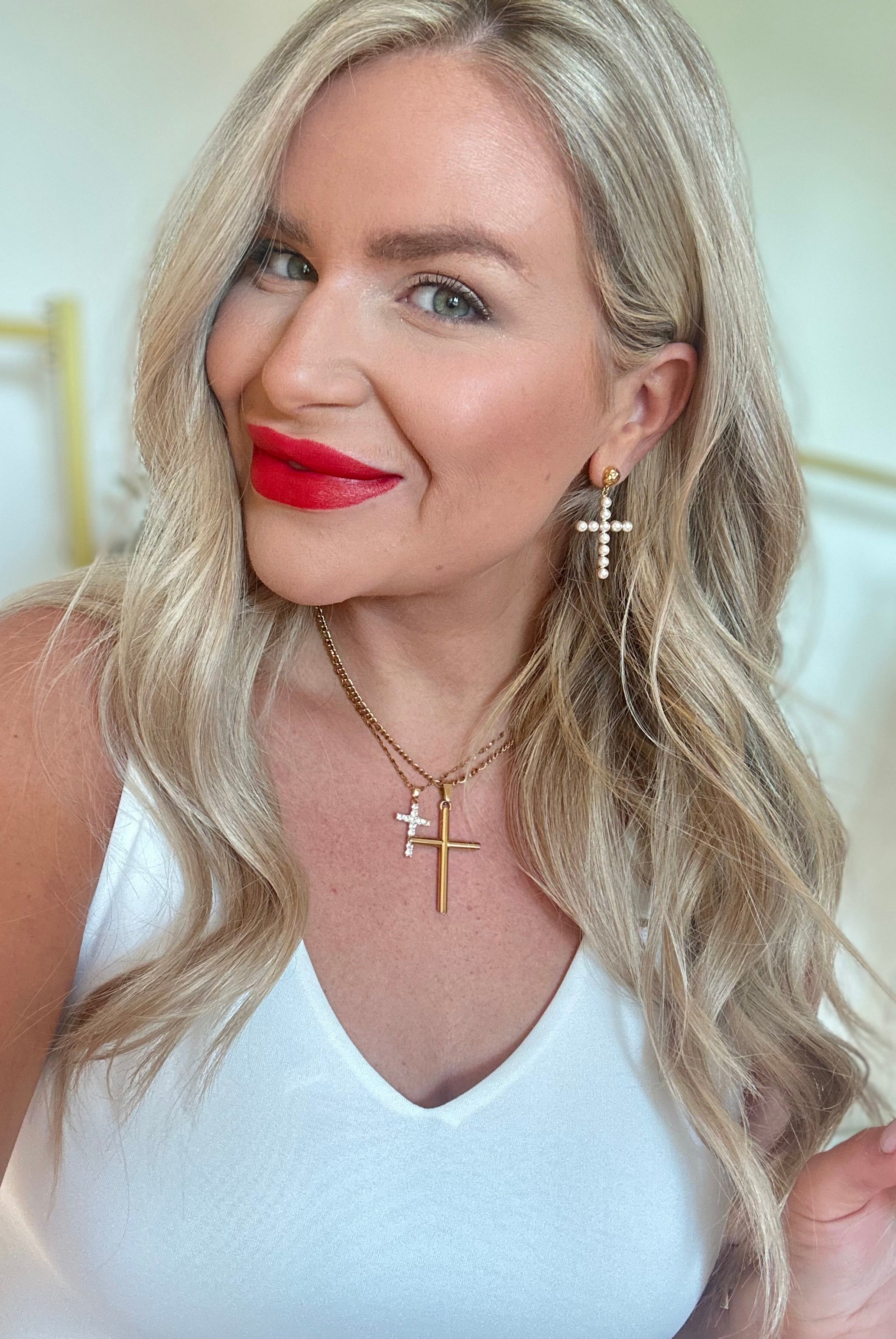 Lizzie Large Gold Cross Necklace - Be You Boutique