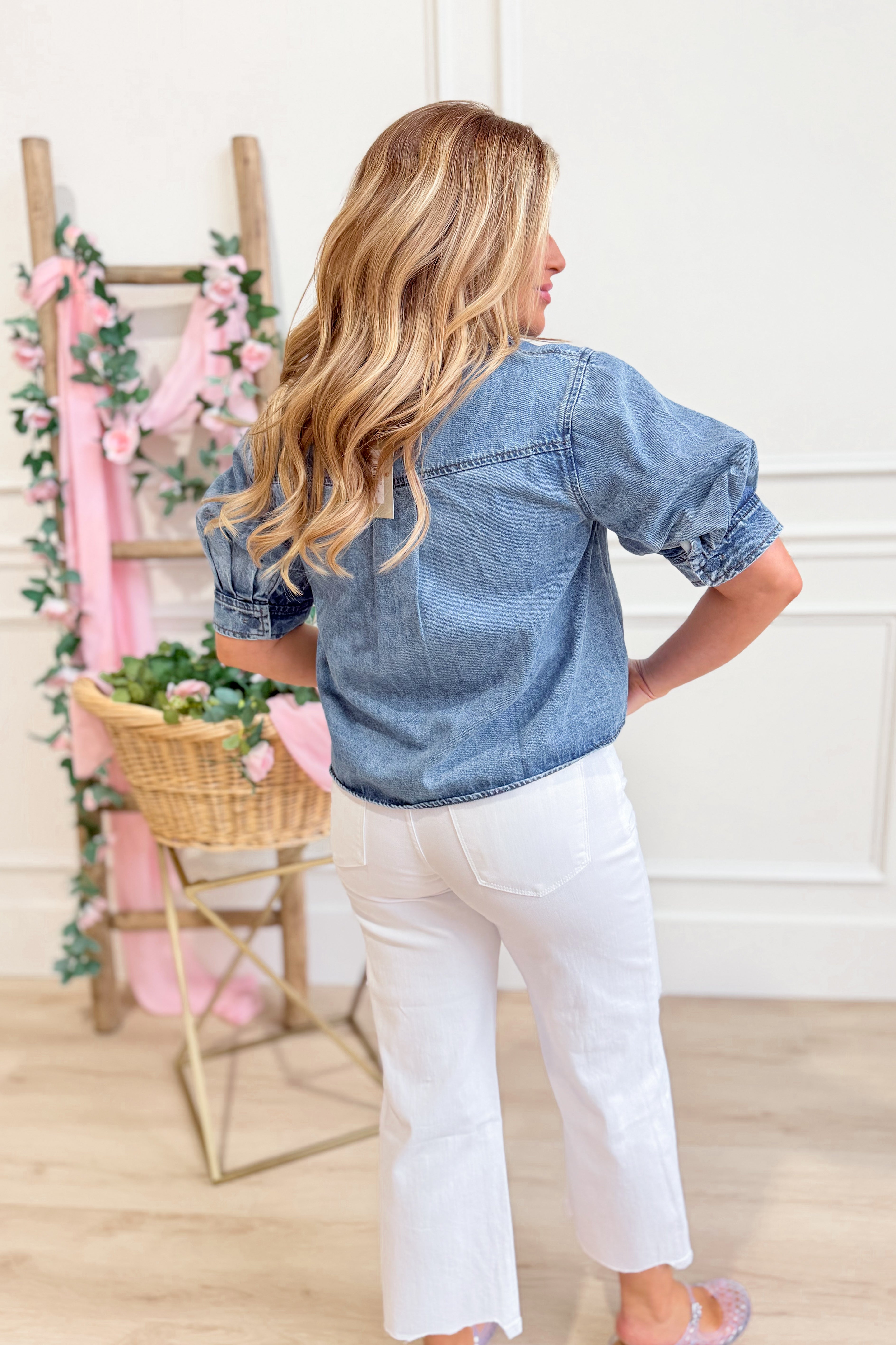 Jennifer Denim Button Down Top - Be You Boutique