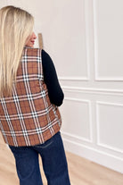 Holly Plaid Front Zip Up Vest - Be You Boutique