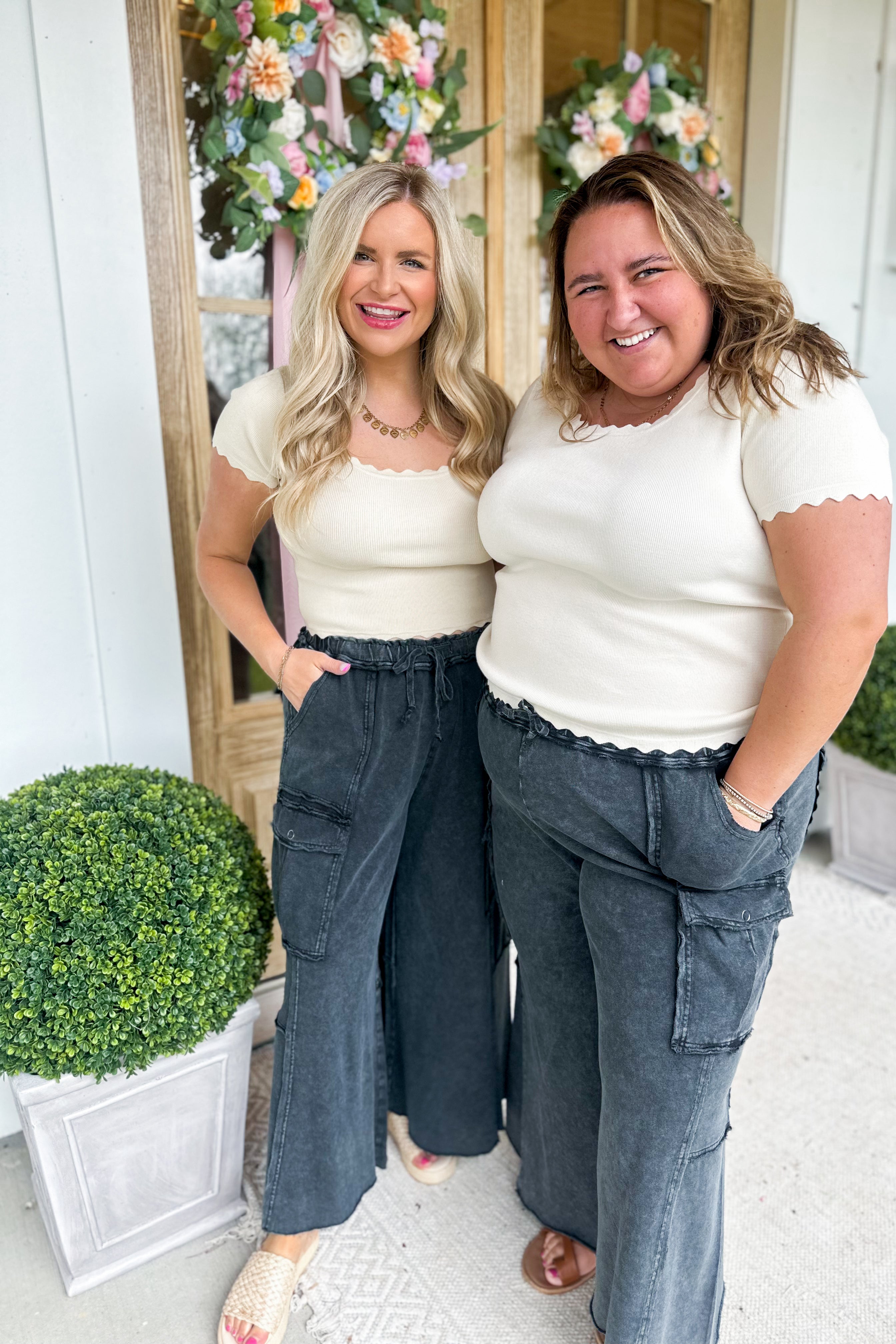 Mateo Mineral Washed Wide Leg Cargo Pants - Be You Boutique