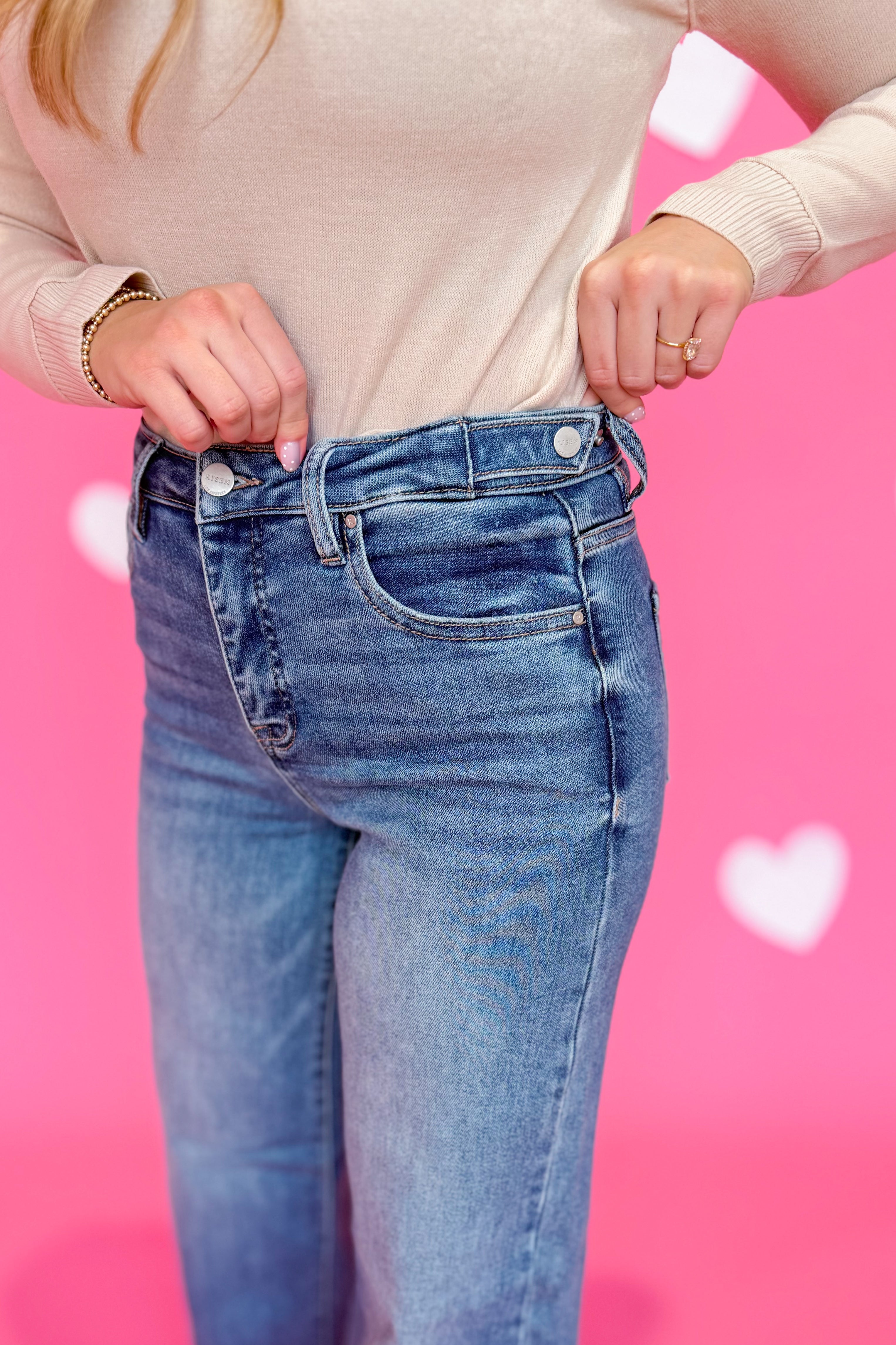 Risen Oscar High Rise Tummy Control Wide Adjustable Jean - Be You Boutique