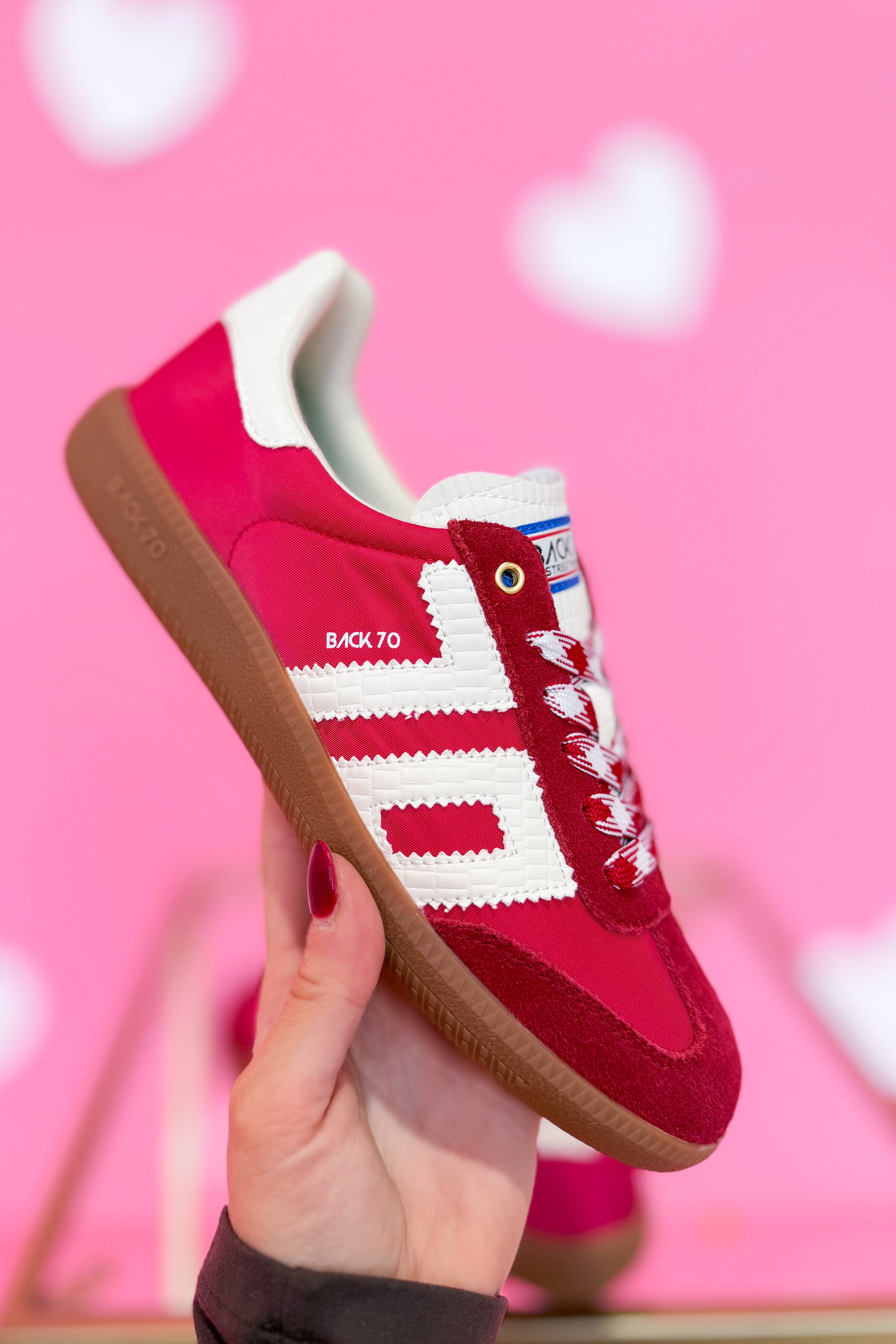 Red Milk BACK70 Ghost Sneakers 205 in stylish design, featuring a sleek silhouette and vibrant red color.