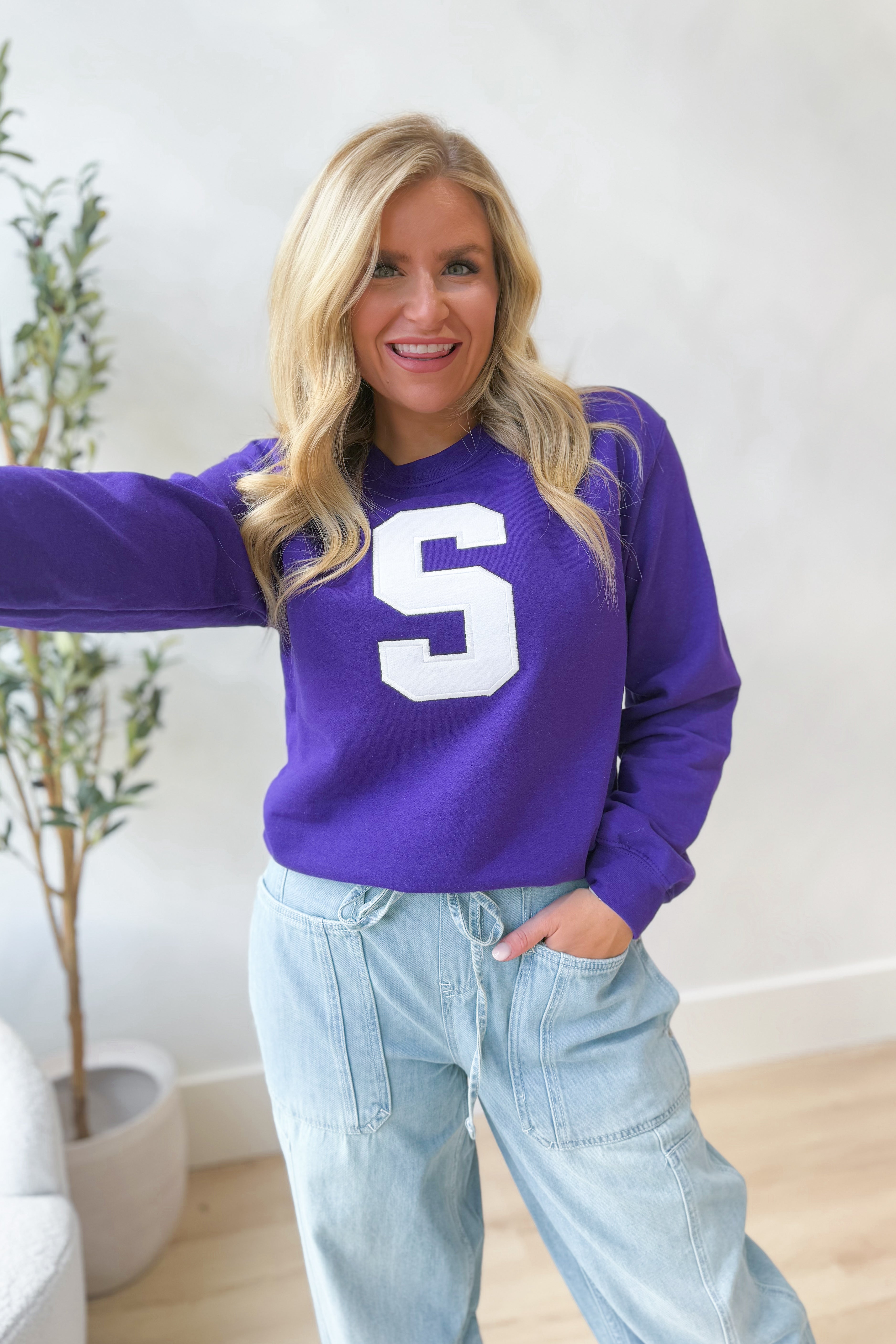 School Spirit "S" Patchwork Crewneck Sweatshirt - Be You Boutique